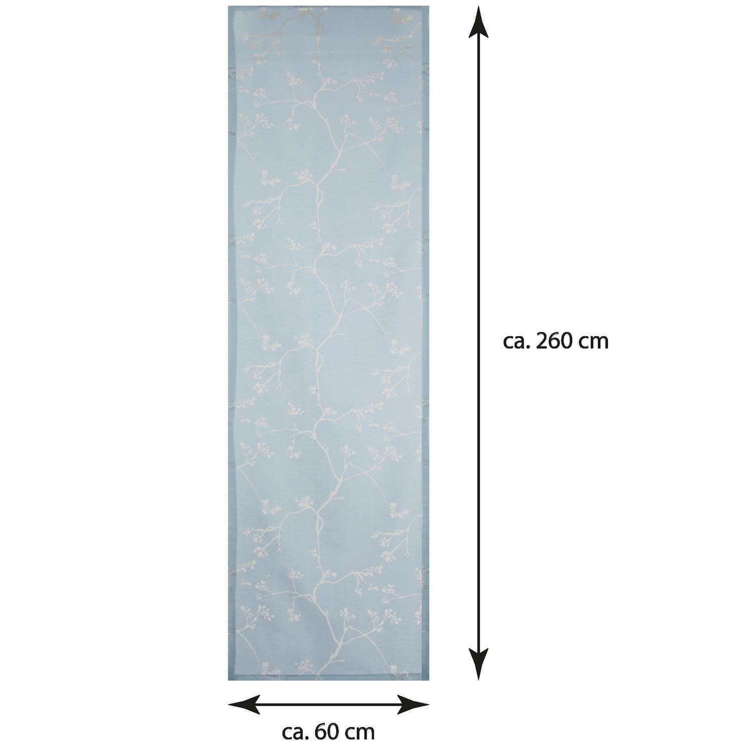 mit St), transparent, x 260cm Vorhang, (3 Schiebegardine 60cm Klettband Transparente Klettband Hellblau-Braun Voile, (BxL), Bestlivings,