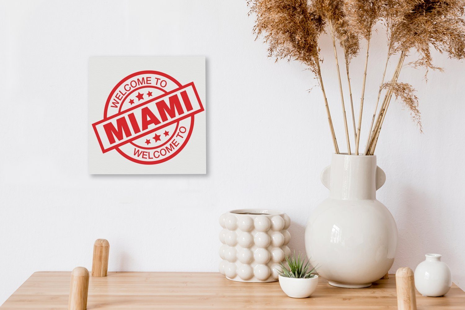 Leinwandbild - Miami, St), (1 - für Leinwand Bilder Wohnzimmer Zeichnung Etikett OneMillionCanvasses® Schlafzimmer