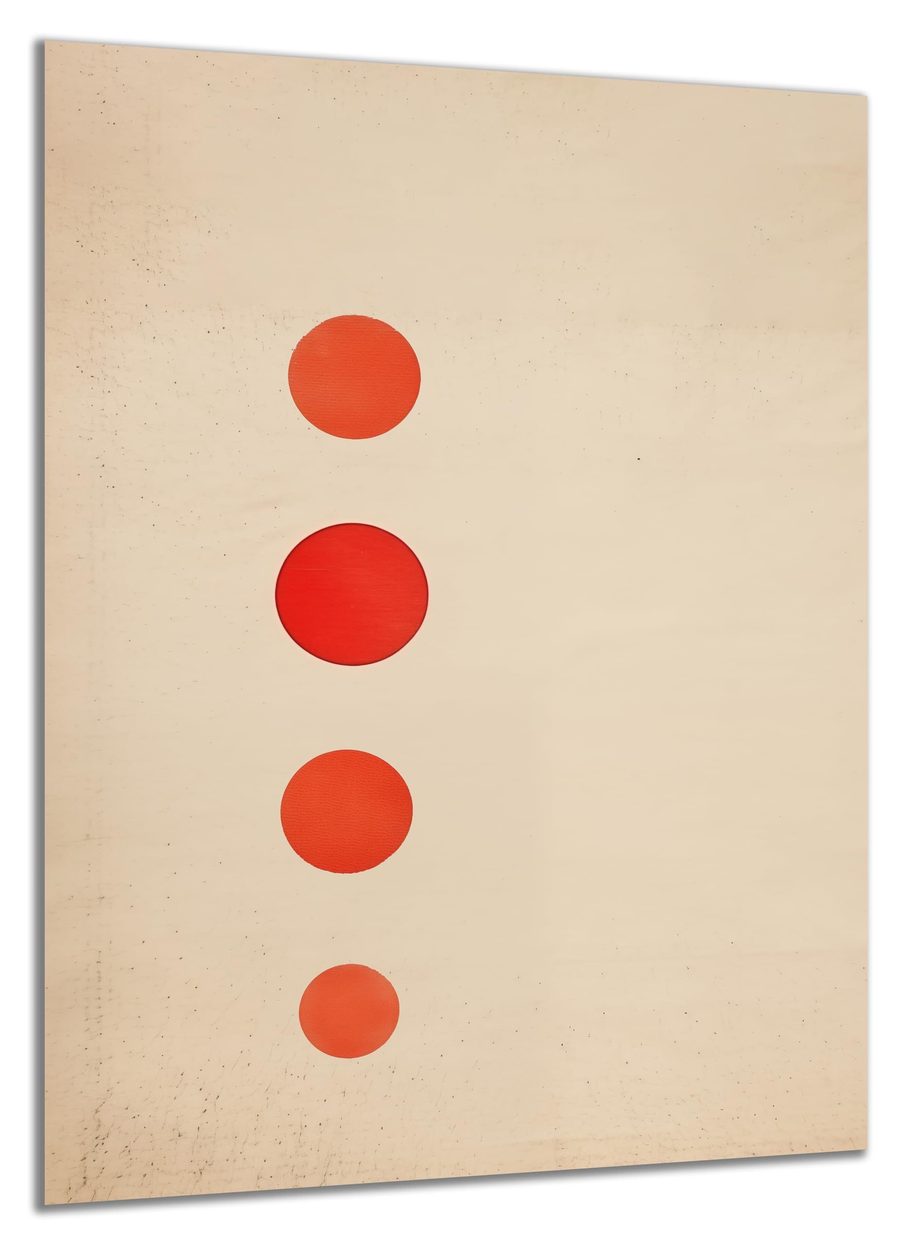 DARO Design Wandbild Modern Abstrakt Leinwandbild Wandbilder Wand Deko Bilder, (Abstrakt 4 Punkte Rot - Bild klein Wohnzimmer Schlafzimmer Esszimmer Büro Flur Einteilig Hochformat Fotodruck Modern Abstrakt Kunst), 30x20 cm