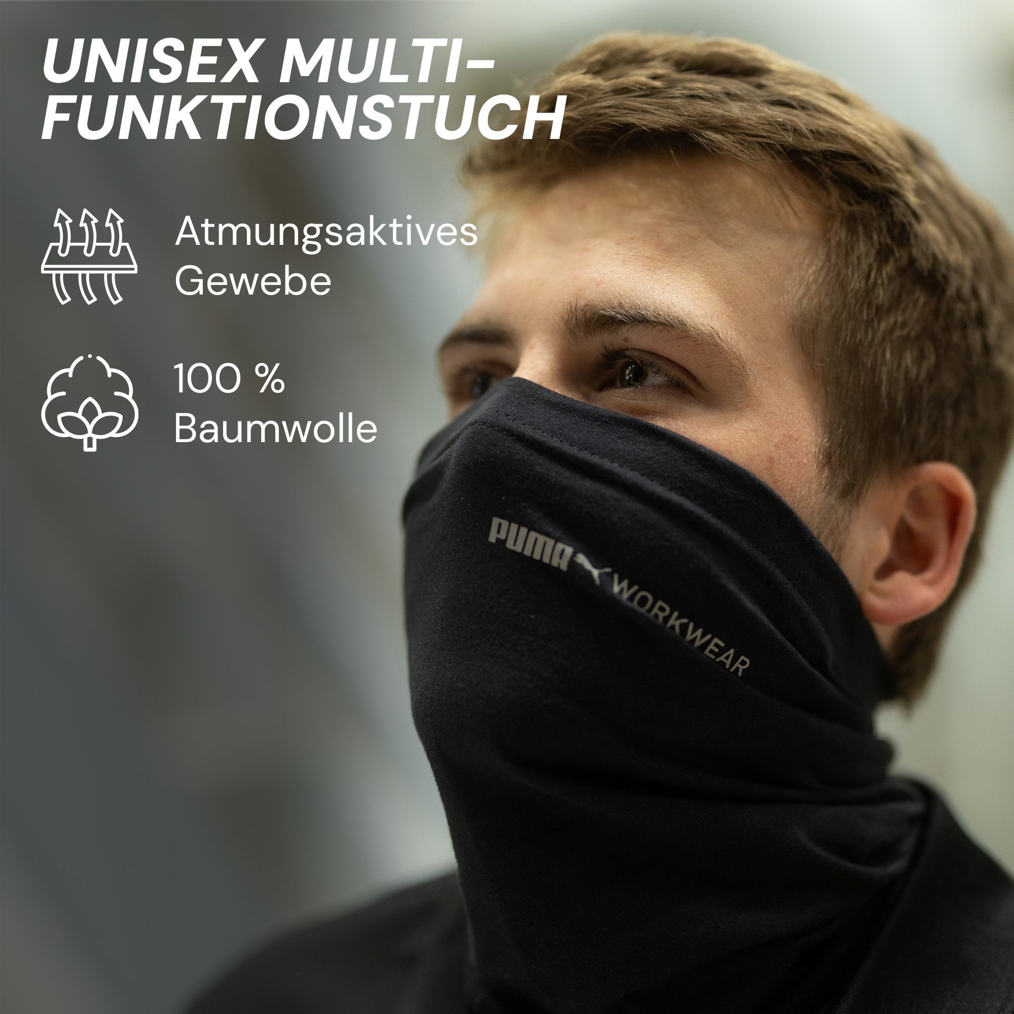 PUMA Workwear Multifunktionstuch - Schlauchschal, Halswärmer - Winddicht - Ideal für die Outdoor Arbeit, Schutz vor UV, Insekten, Wind, Staub und verhindert Brillenbeschlagen