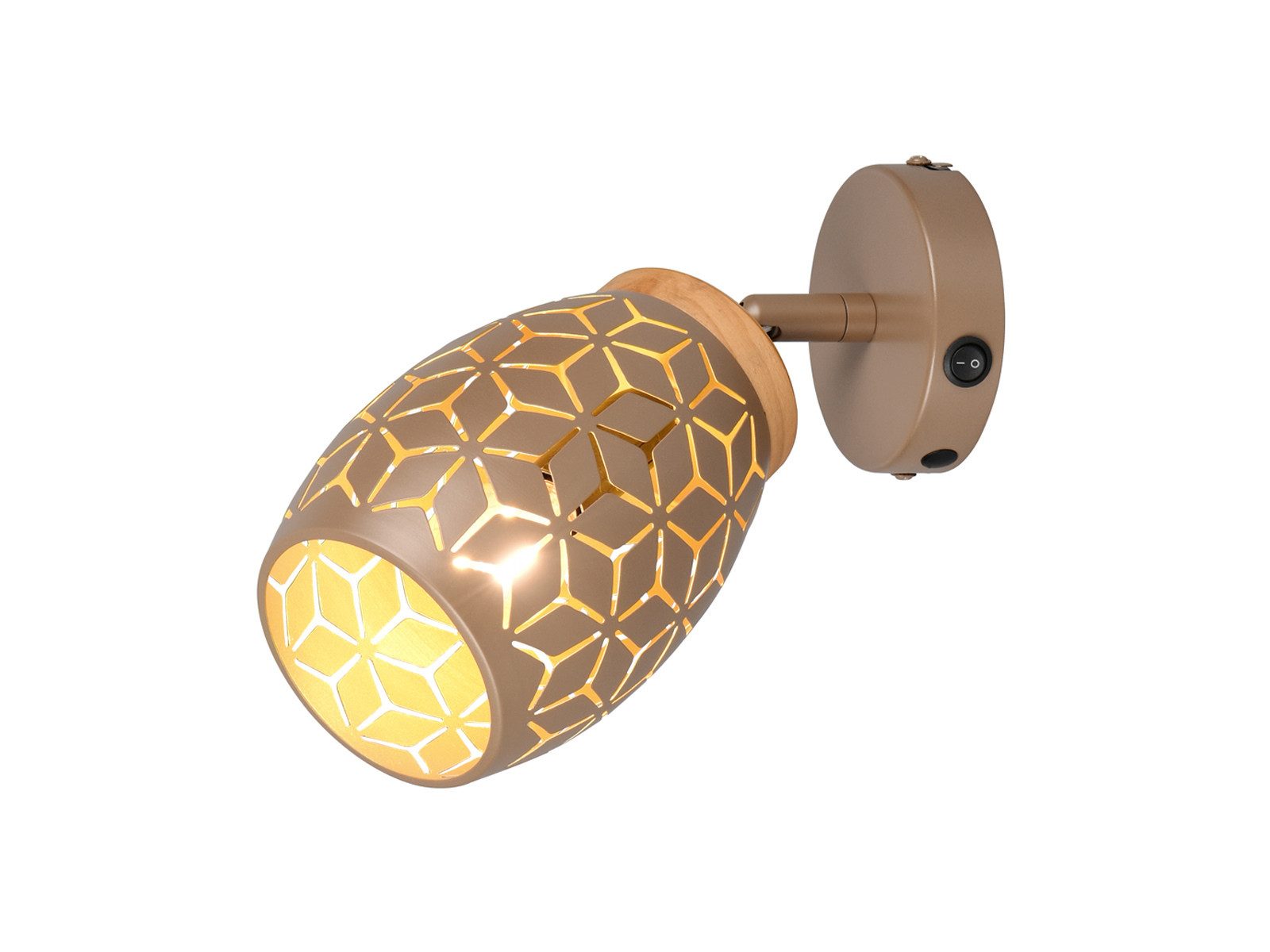 Reality Leuchten LED Wandstrahler, Dimmfunktion, LED wechselbar, über Schalter in 3 Stufen dimmbar, warmweiß, Licht-strahler innen Wandlampe Wandbeleuchtung mit Schalter Bett Ø12cm