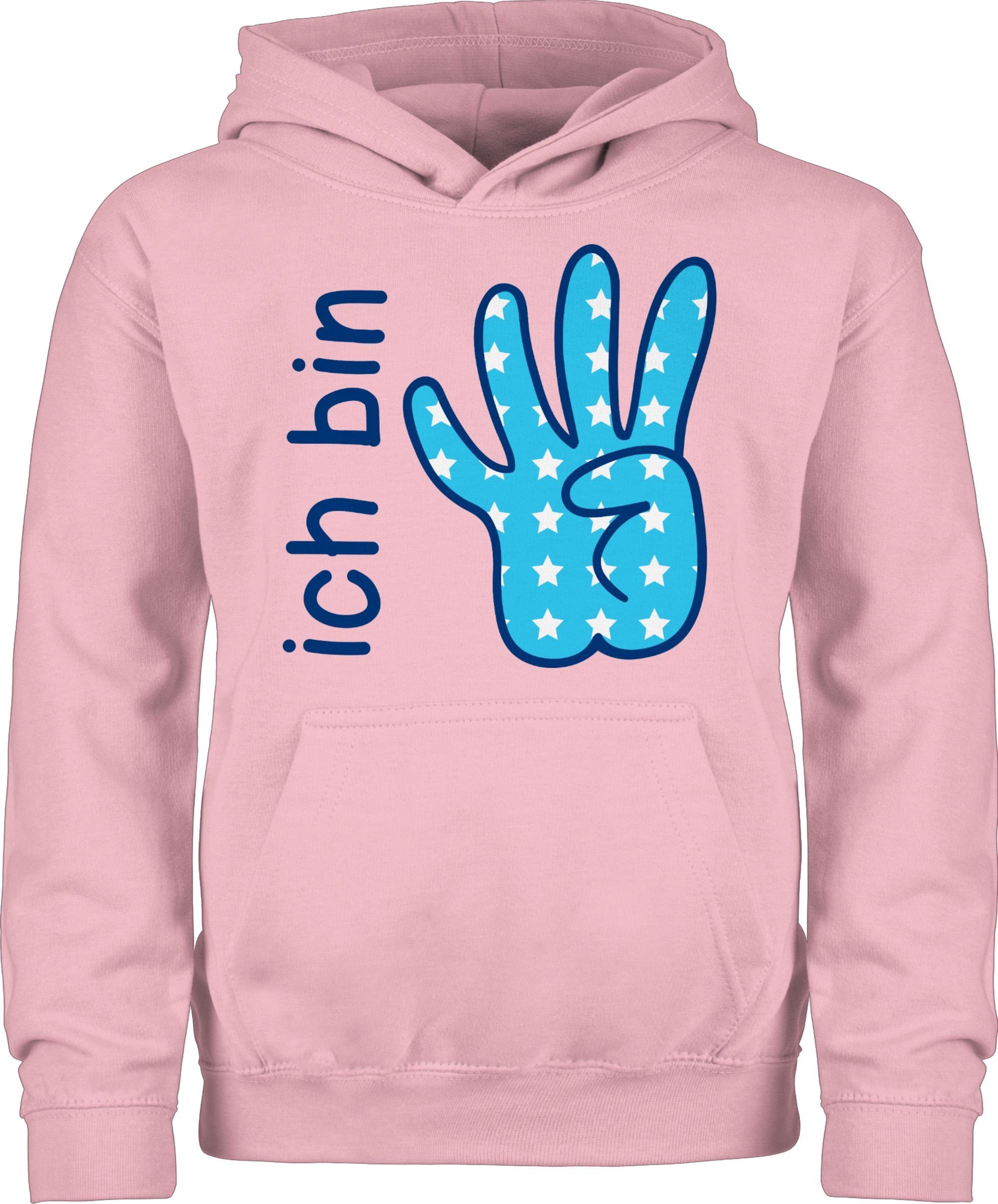 Hoodie Ich bin vier Zeichensprache blau