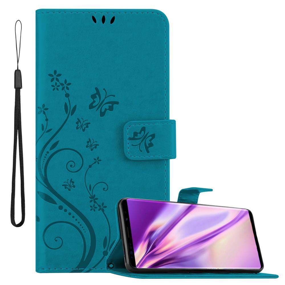 Cadorabo Handyhülle für Samsung Galaxy NOTE 9 Hülle Samsung Galaxy NOTE 9, Hülle Schutzhülle Blumen Flower mit Standfunktion Kartenfach Magnet