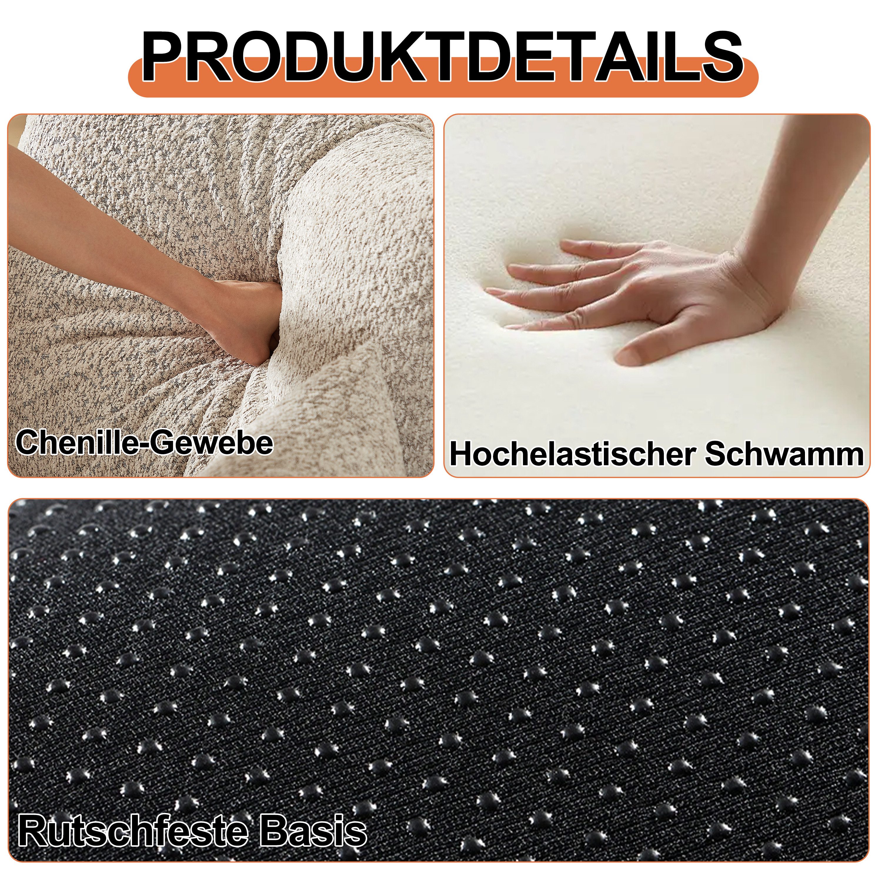 HAUSS SPOLE Schlafsofa mit Staufach,Sitzgruppe Modulares Sofa mit Kissen&Stahlrahmen,Chenille, mit integriertem Stauraum – mit stabilen Metallrahmen & flexiblem Design für individuelle Raumgestaltung 3 Teile, mit Relaxfunktion