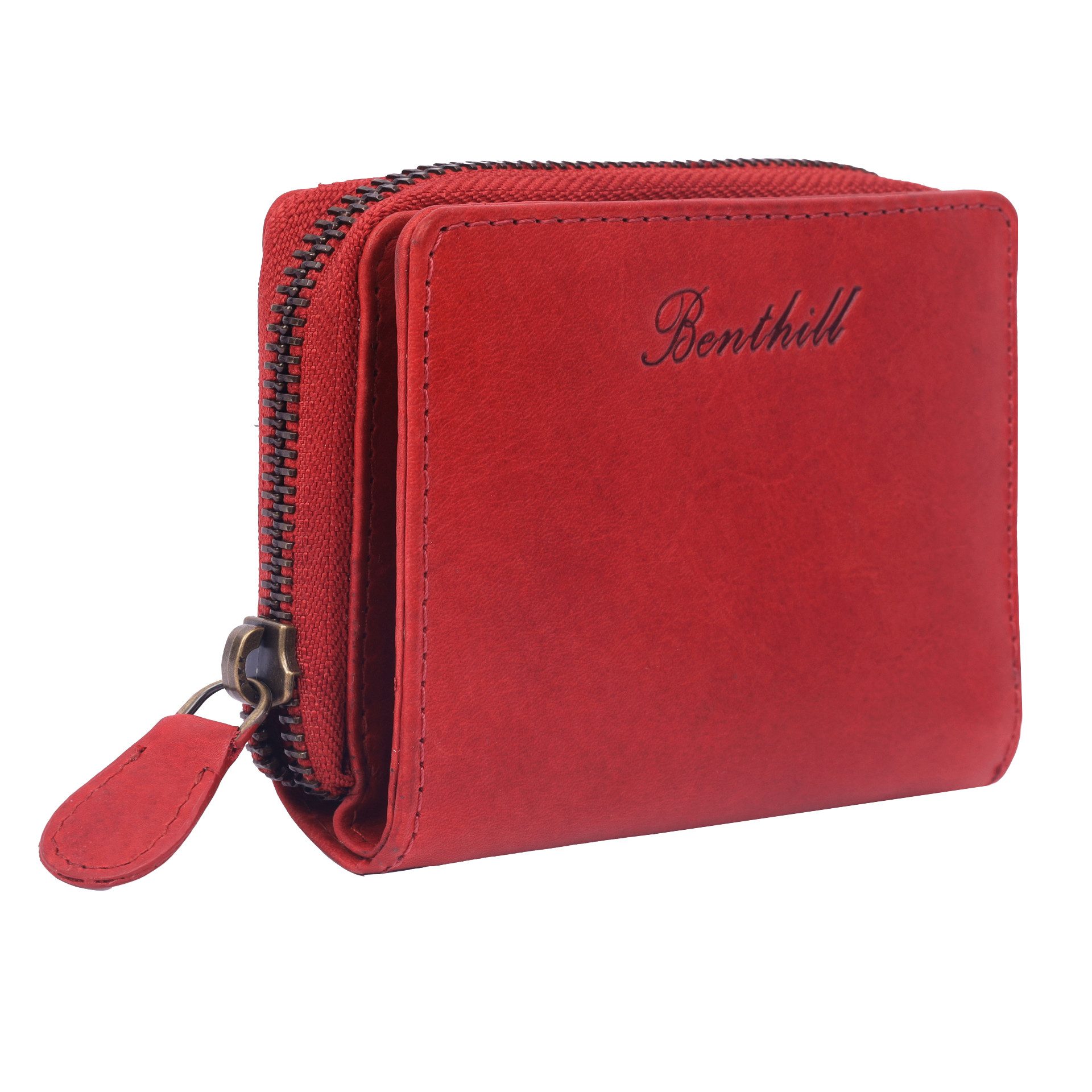 Benthill Geldbörse Klein Echt Leder RFID Damen & Herren Geldbeutel Slim-Wallet Portmonee, RFID-Schutz Kartenfächer Münzfach Reißverschlussfach