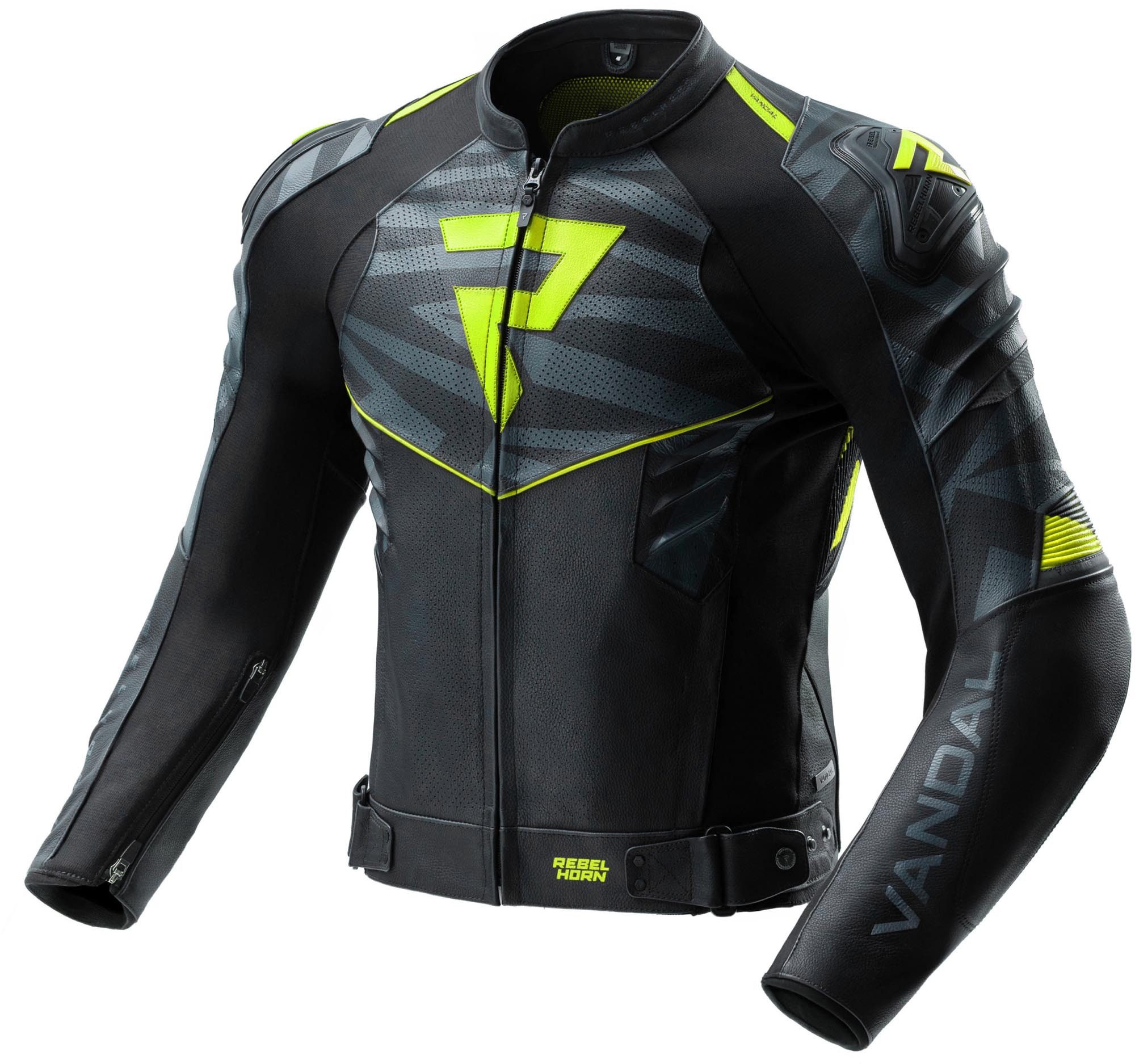 Rebelhorn Motorradjacke Vandal 2 Motorrad Lederjacke Verbindungsreißverschluss,Ellenbogenprotektoren enthalten,perfori