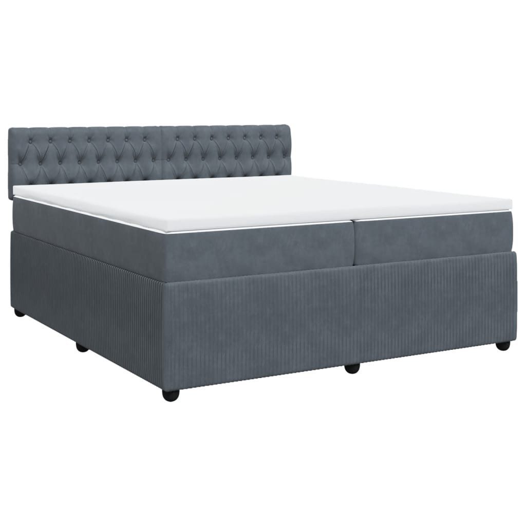 Bett Boxspringbett mit Matratze Dunkelgrau 200x200 cm Samt