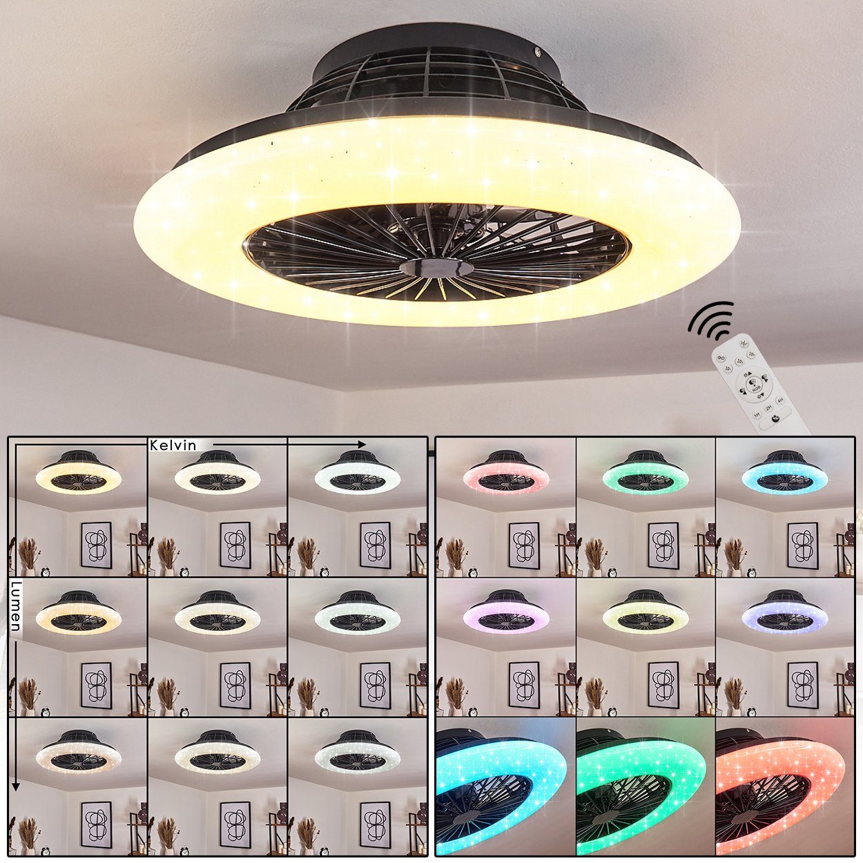 Deckenlampe, Metall/Kunststoff Deckenventilator Ventilator, »Padergnone« hofstein