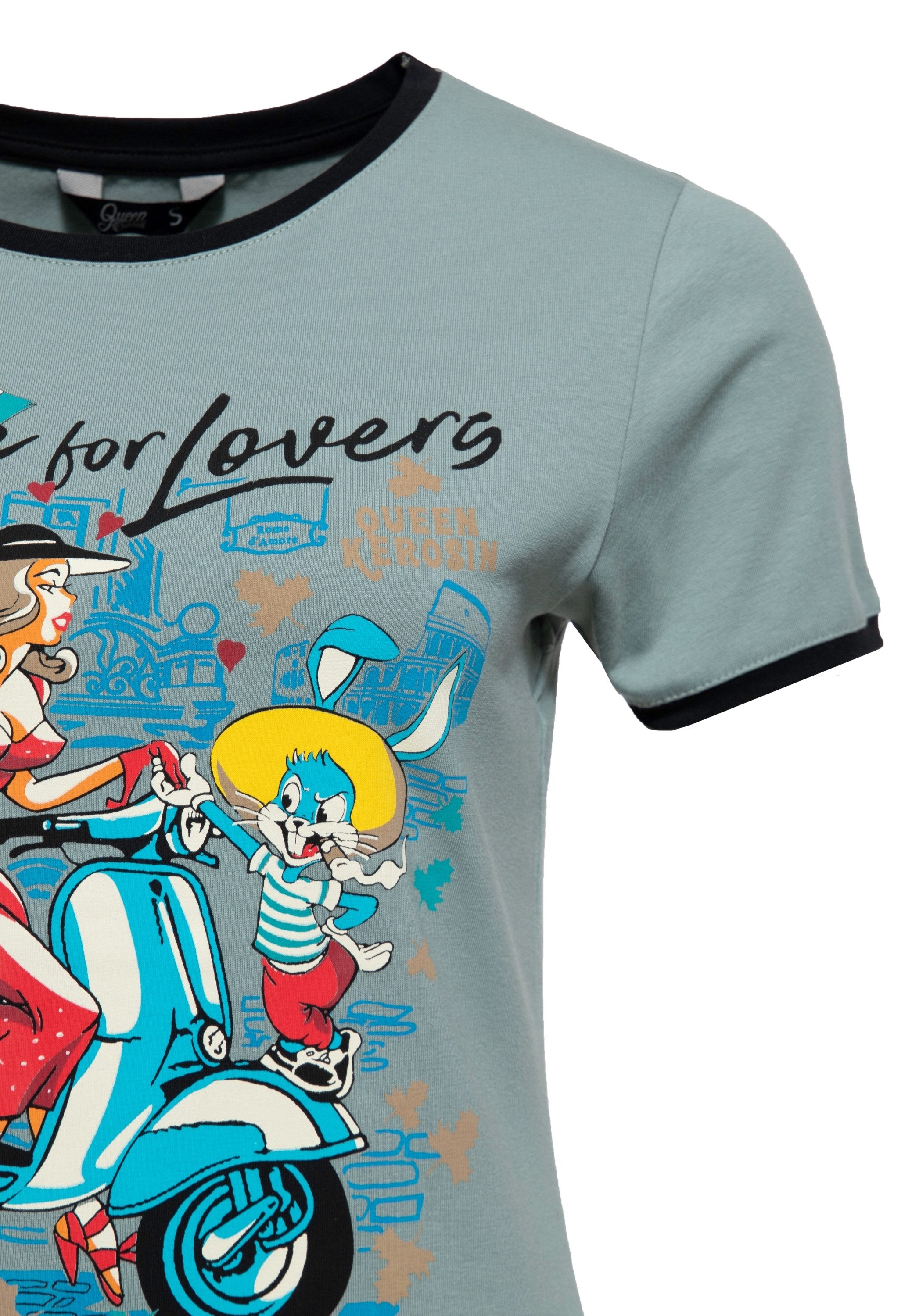 QueenKerosin Print-Shirt Rome for Lovers (1-tlg) mit italienischem Artwort-Motiv