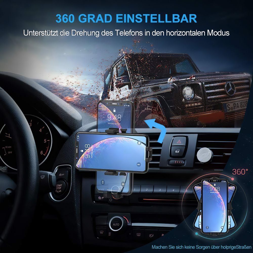 Elegear 15W Autohalterung, Wireless Charger KFZ Handyhalterung Smartphone- Halterung, (1-tlg., Ladegerät mit Ladefunktion 360° drehbar)