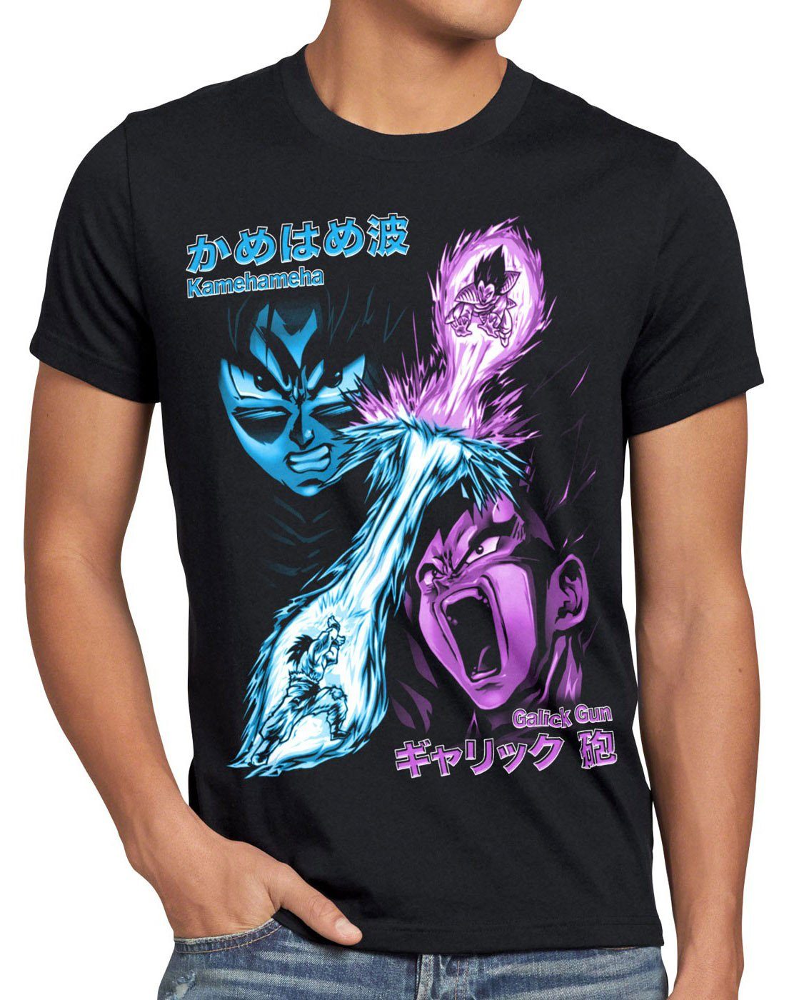 style3 Print-Shirt Herren T-Shirt Goku vs Vegeta ball super z saiyajin songoku dragon anime manga | T-Shirts