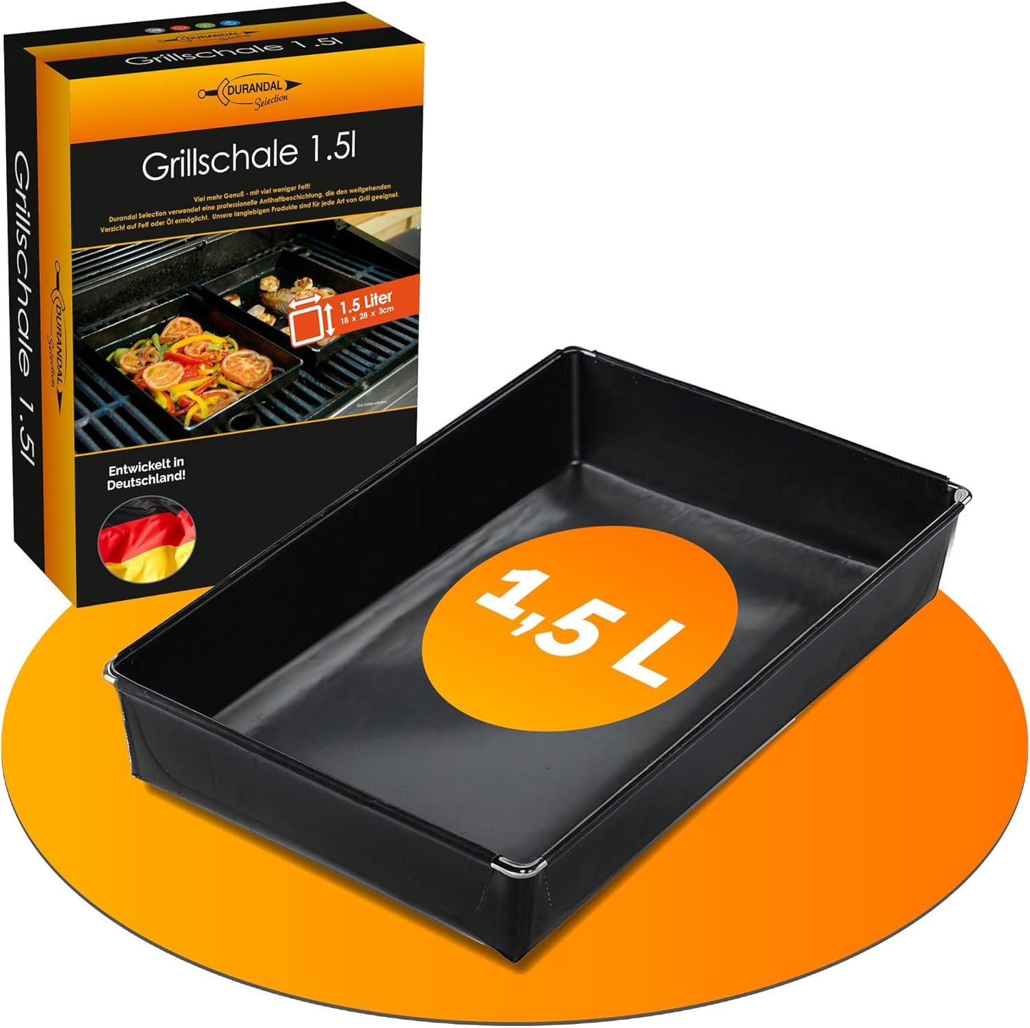 Durandal Grillschale Grillschale für den Grill und Backofen für Gasgrill & Holzkohlegrills