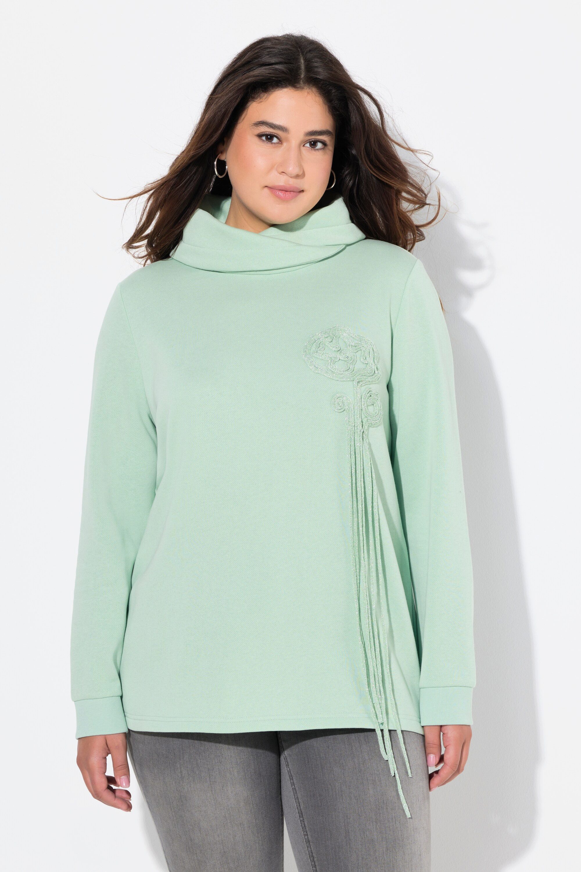 Ulla Popken Sweatshirt Sweatshirt Blüten Stehkragen günstig online kaufen