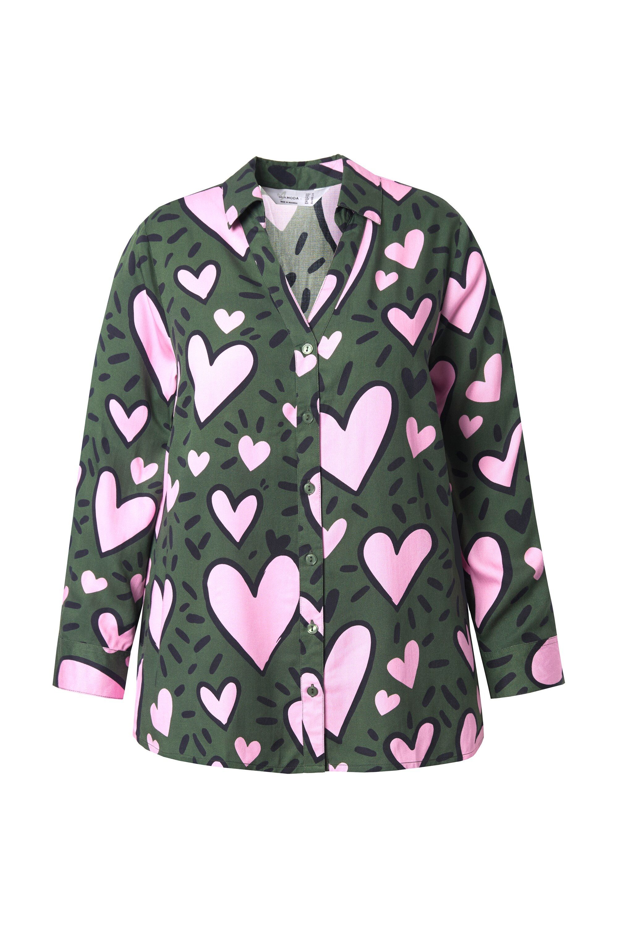 MIAMODA Longbluse Bluse Komfort Fit herz-Muster Langarm günstig online kaufen