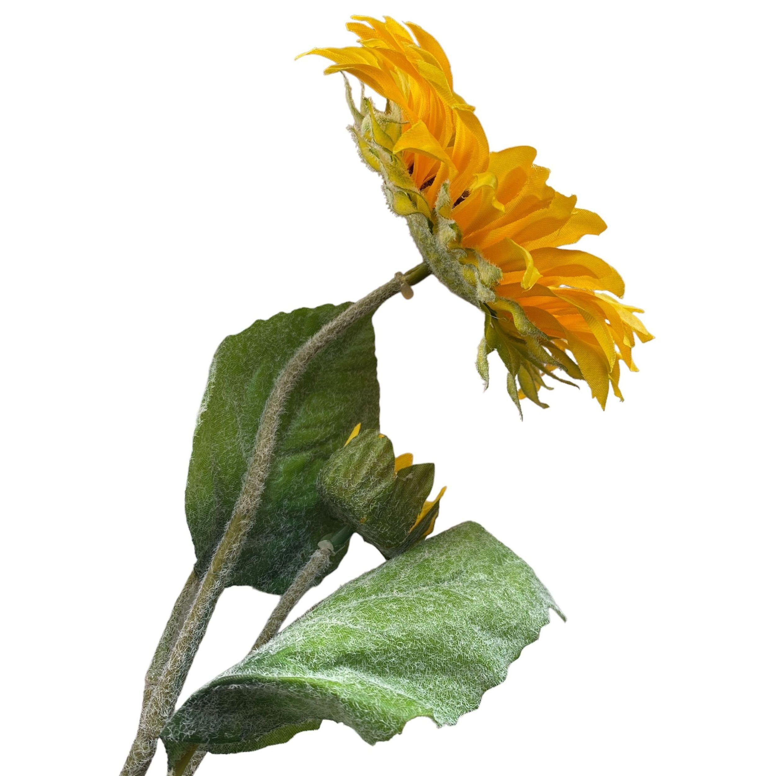 41 Geflockt Gelb Kunstblume Künstliche Sonnenblume cm, DekoTown Grün