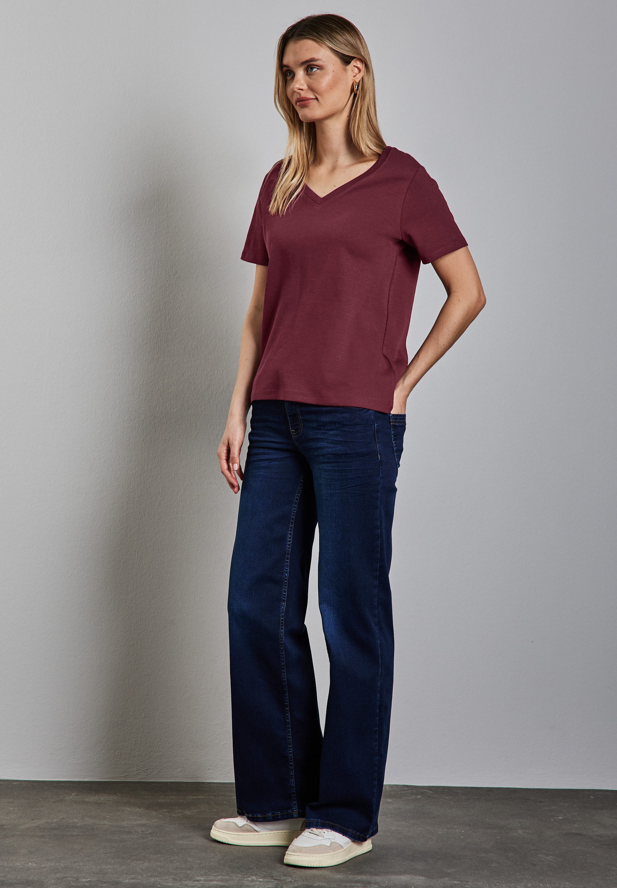 STREET ONE V-Shirt aus reiner Baumwolle