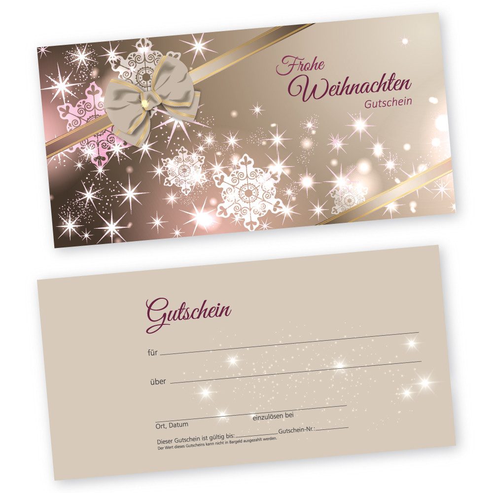 cosmeticPlus Geschenkkarte 50 Weihnachts-Gutscheinkarten (zum Verkaufen), glänzende Vorderseite