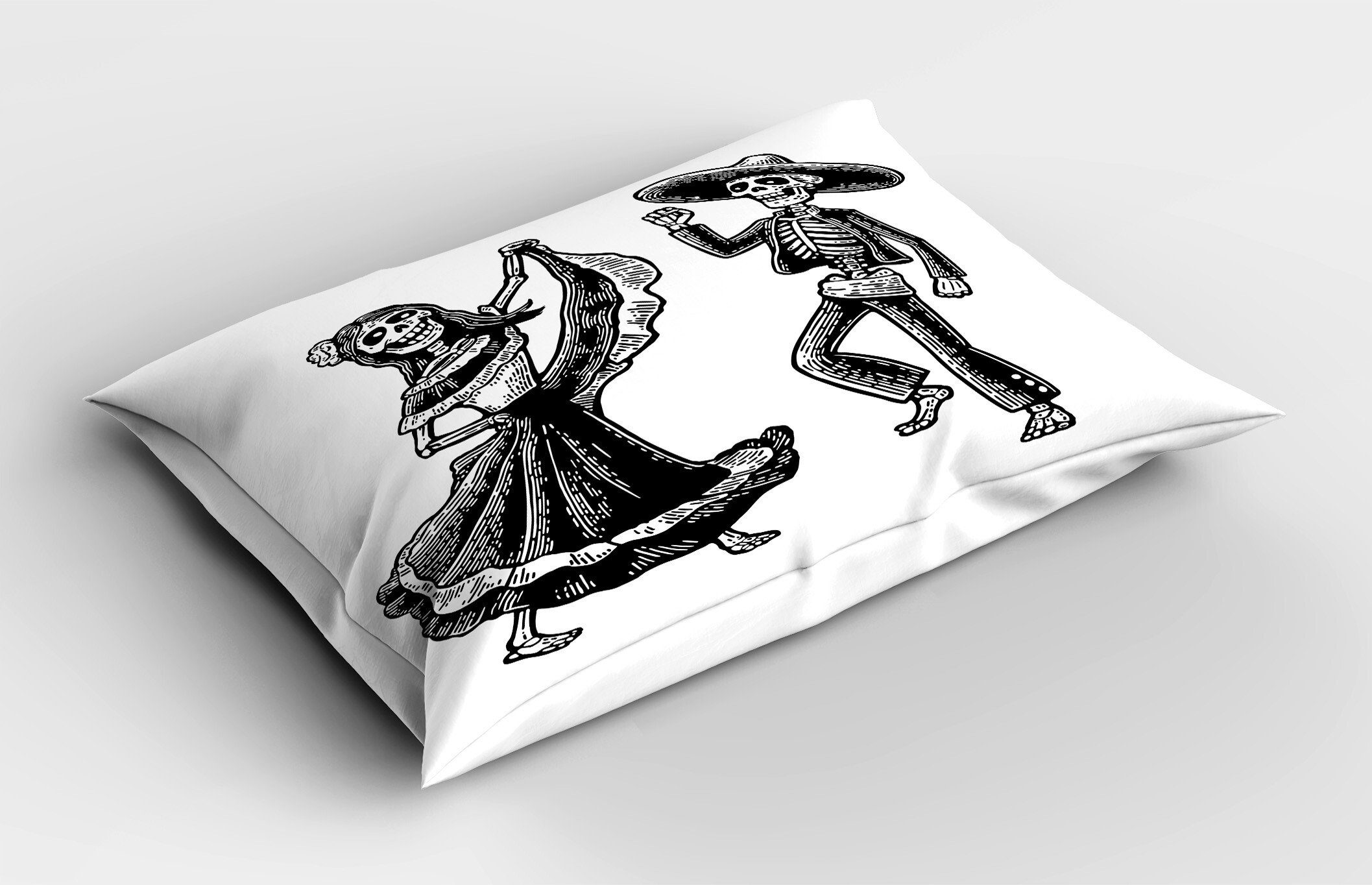 Kissenbezüge Dekorativer Queen Size Gedruckter Kopfkissenbezug, Abakuhaus (1 Stück), Skelett Tag der toten Tanzen