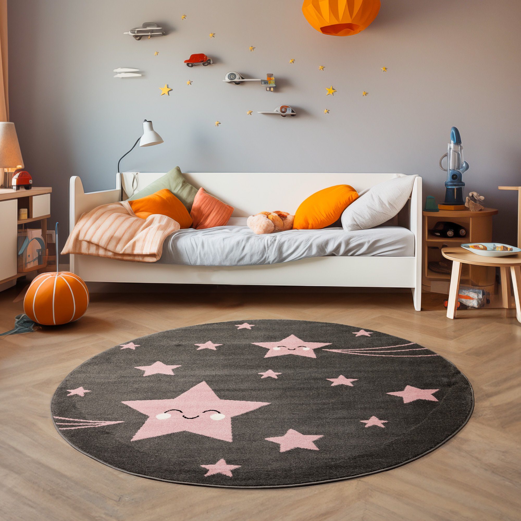 SIMPEX24 Teppich Sterne Design, Rund, Höhe: günstig online kaufen