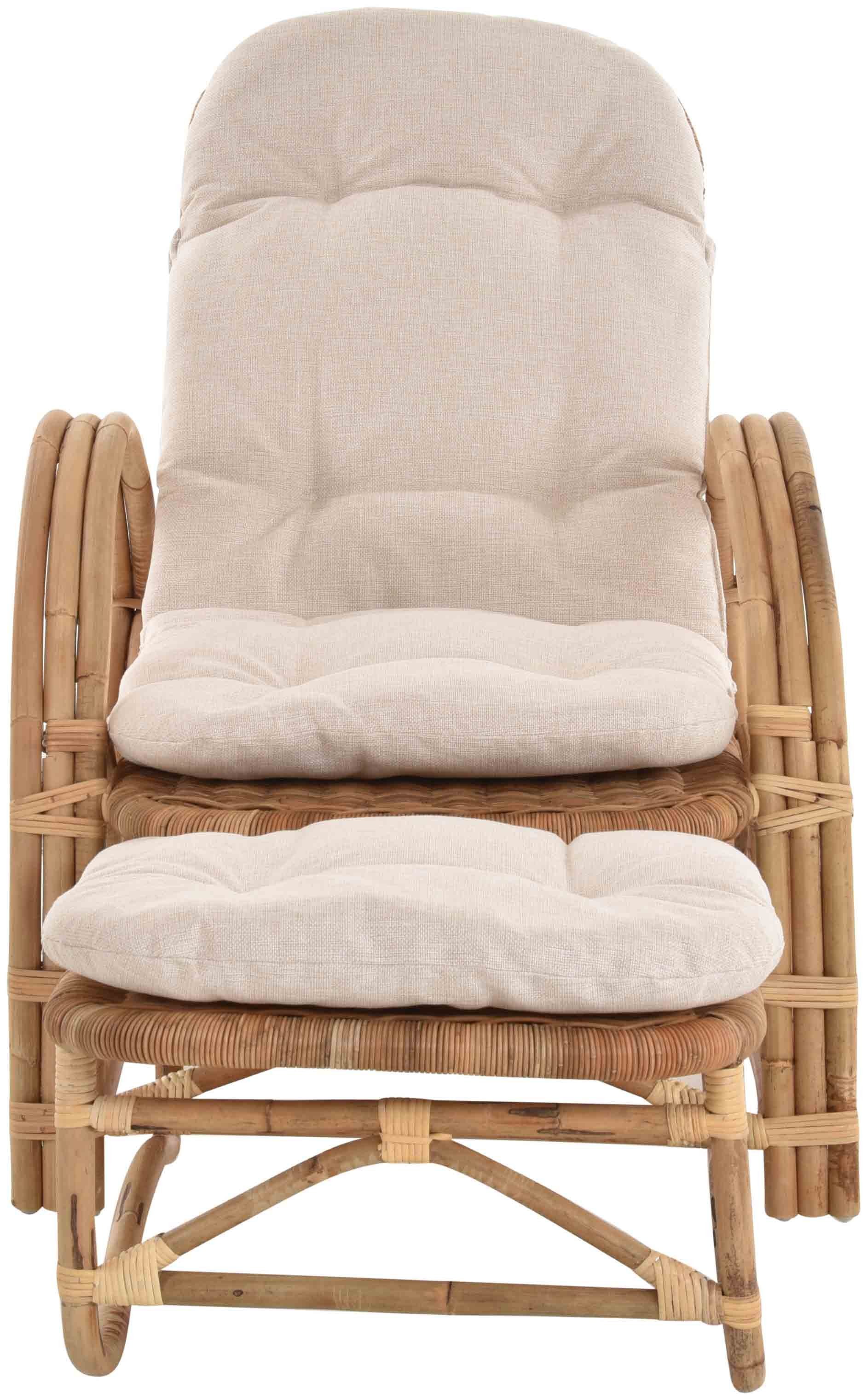 Krines Home Loungesessel Rattanliege Liegesessel klappbar mit Hocker Relax Liegestuhl Liege, mit Relaxfunktion