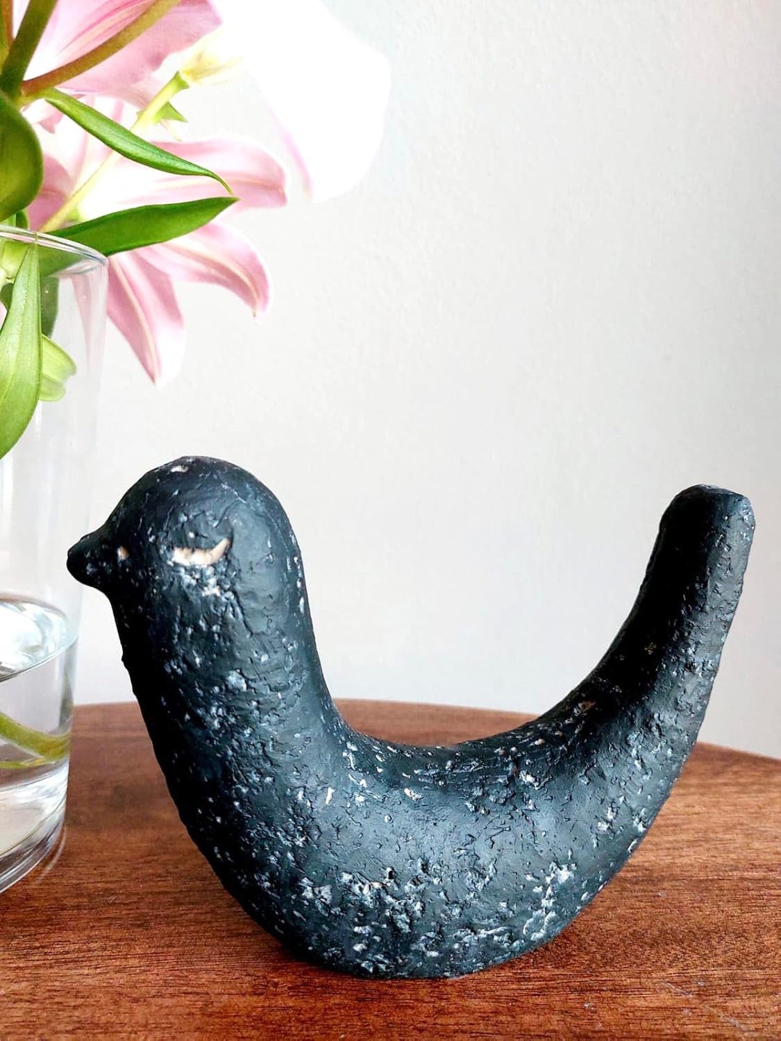 Vosteen Dekofigur Vogel aus Beton schwarz indoor outdoor Gartendeko Wohndeko, indoor und outdoor geeignet