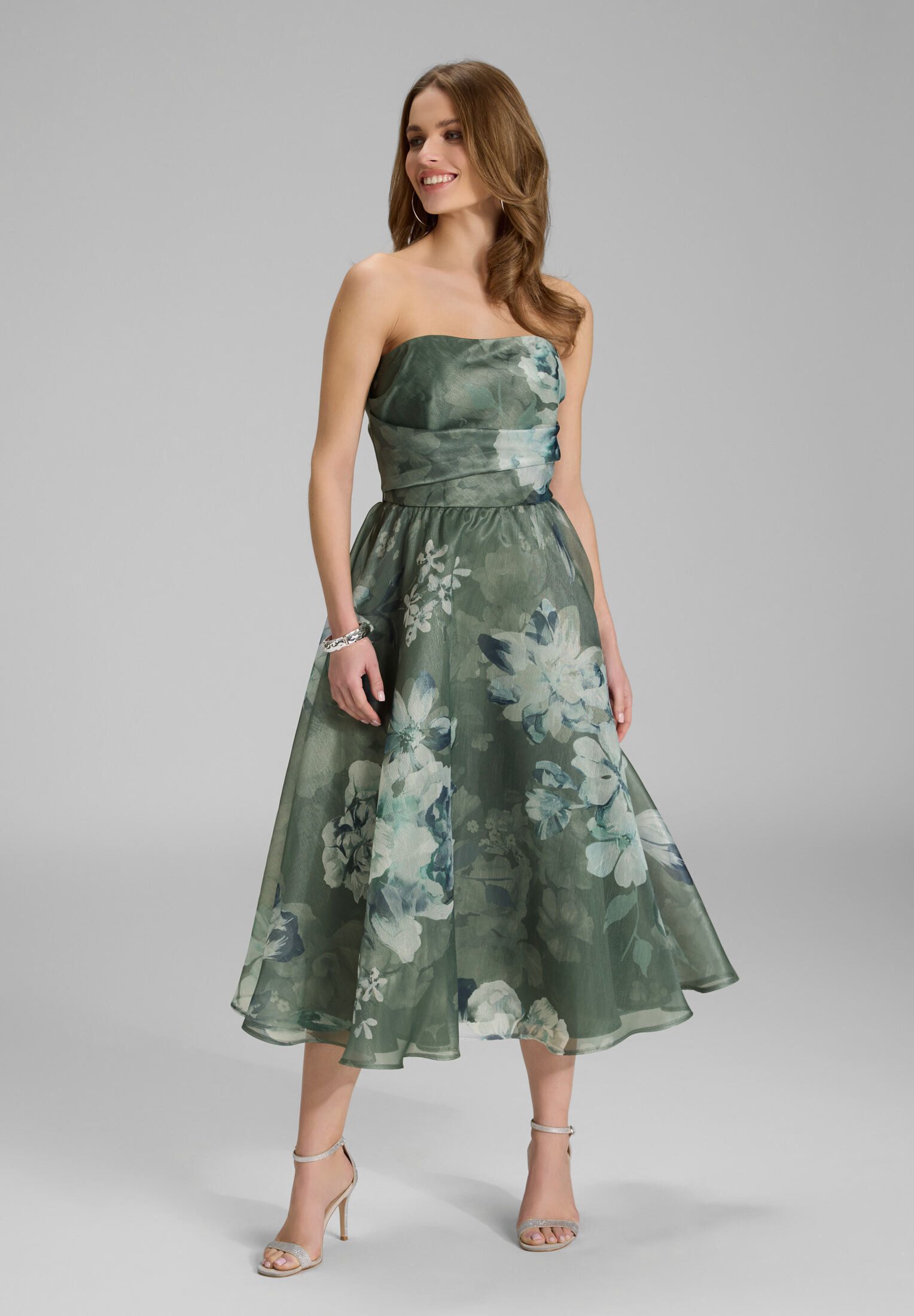 SWING Cocktailkleid - Korsage Kleid aus bedrucktem Organza Taillierter Schn günstig online kaufen