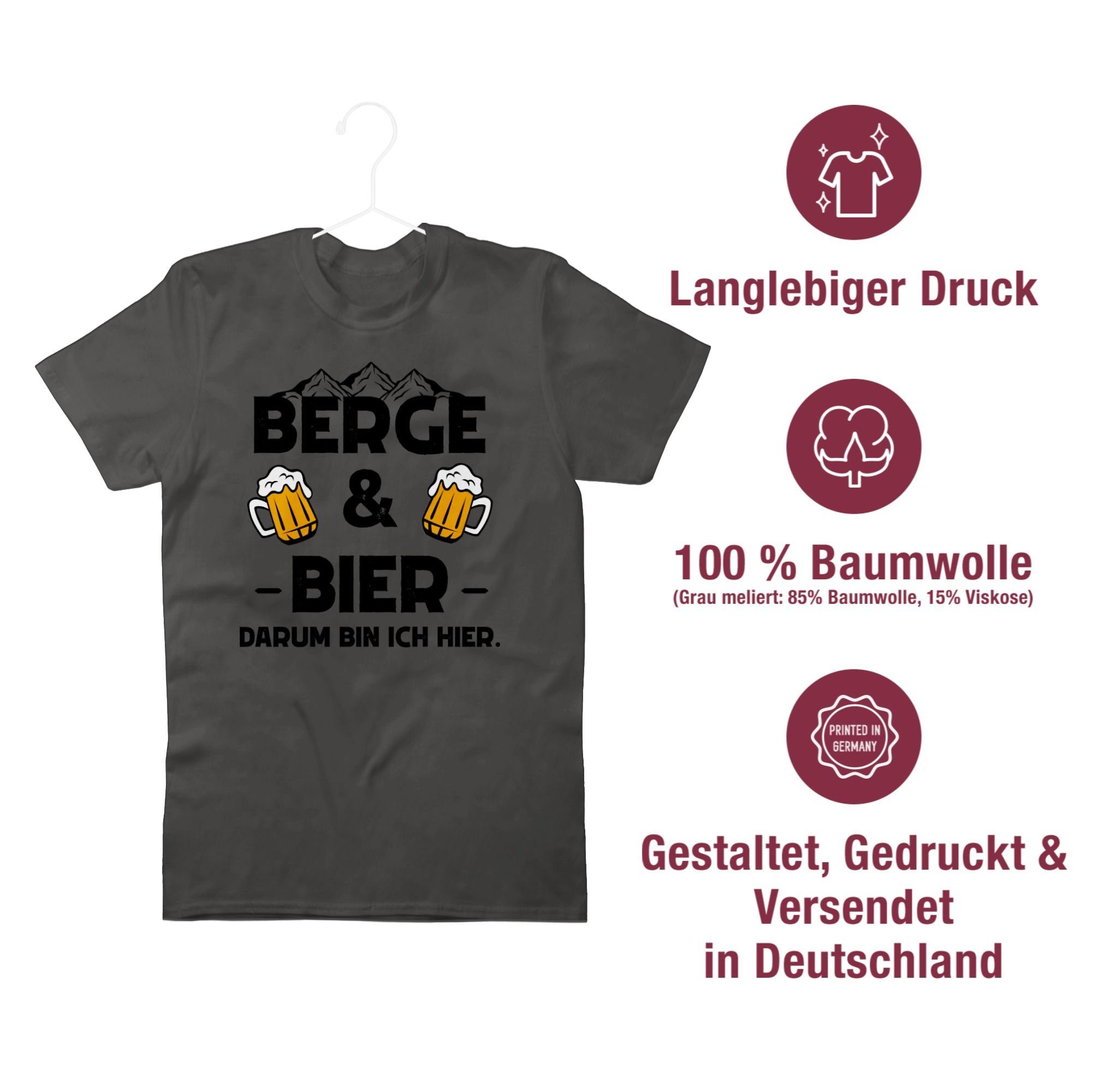 mit schwarz Statement und Shirtracer Bier Berge Spruch Sprüche T-Shirt Dunkelgrau 1