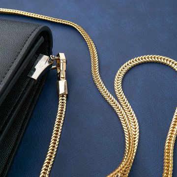 HIBNOPN Schulterriemen Taschenkette 1m Handtaschenketten Flache Kette Metall Schulterriemen