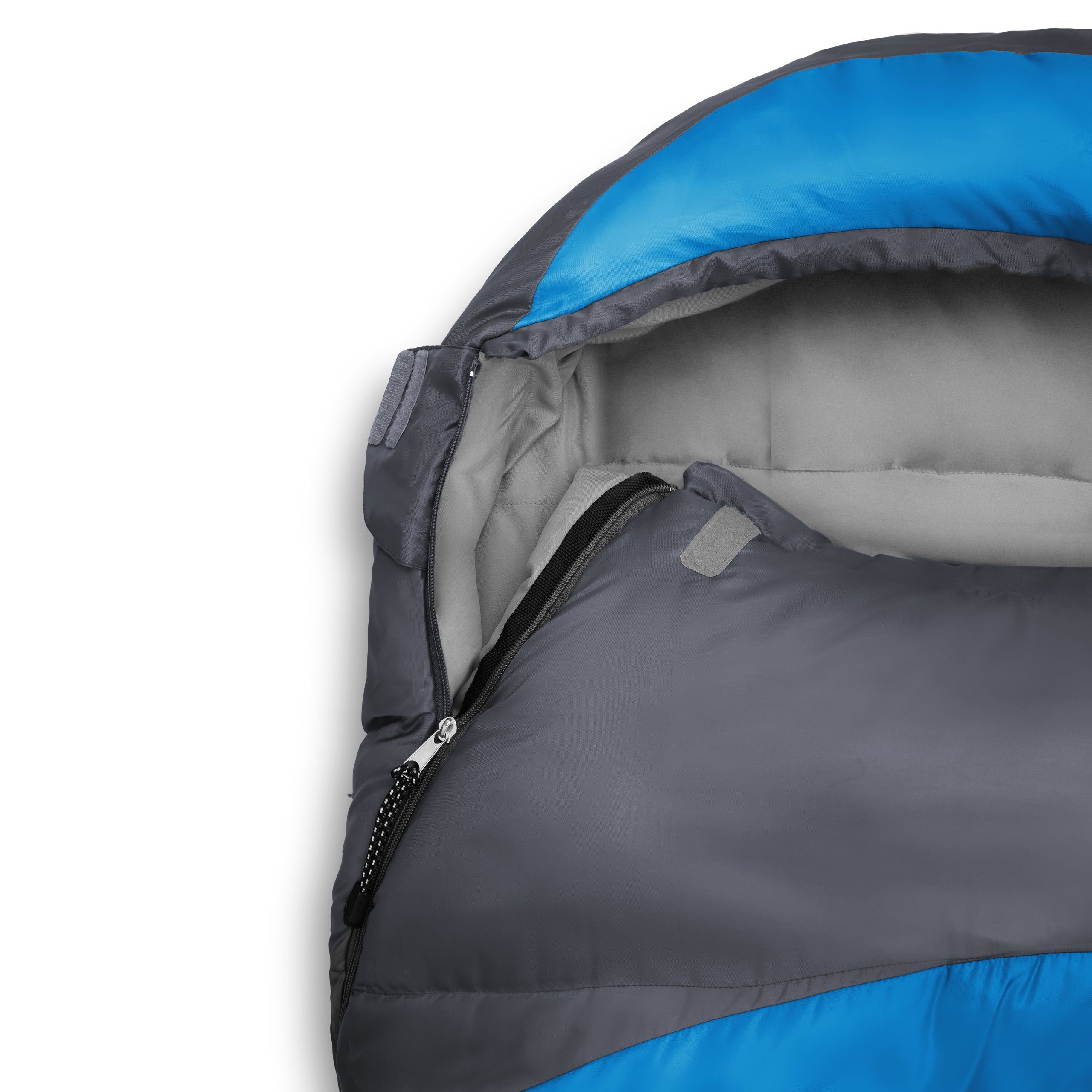 230x80x55 Tasche, atmungsaktiv Camping Tomorrow Wärmekragen mit Mumienschlafsack Where Lumaland blau Schlafsack wasserabweisend