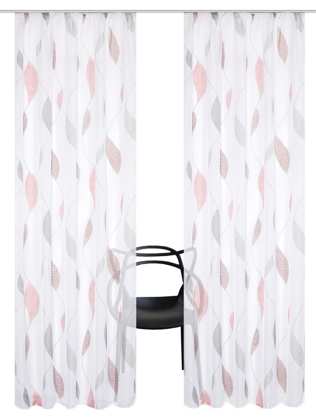 HOME WOHNIDEEN Vorhang Paolo 2Er Set Kräuselband 175 x 140 cm Rot (2 St), Kunstfaser, 2x Fertigschal inkl. 1x Bügelband Rot