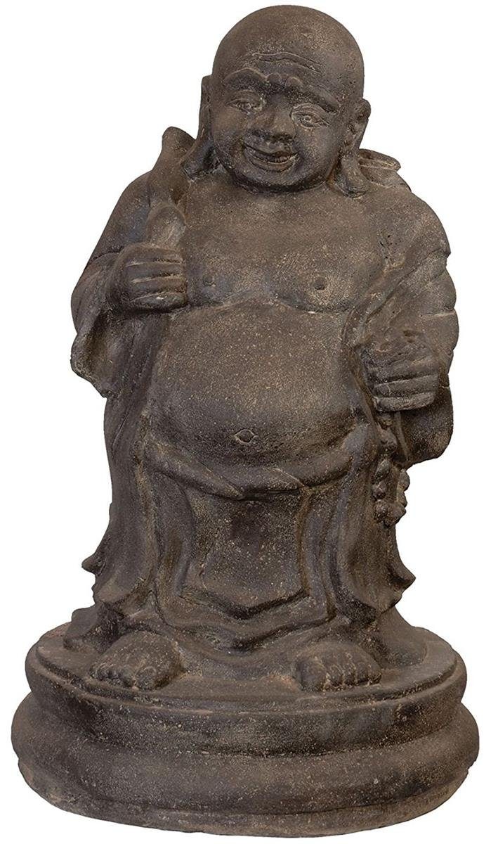 Krines Home Dekofigur Mönch Figur 75cm Steinguss/Fröhlicher Steinmönch für Haus und Garten, wetterfest