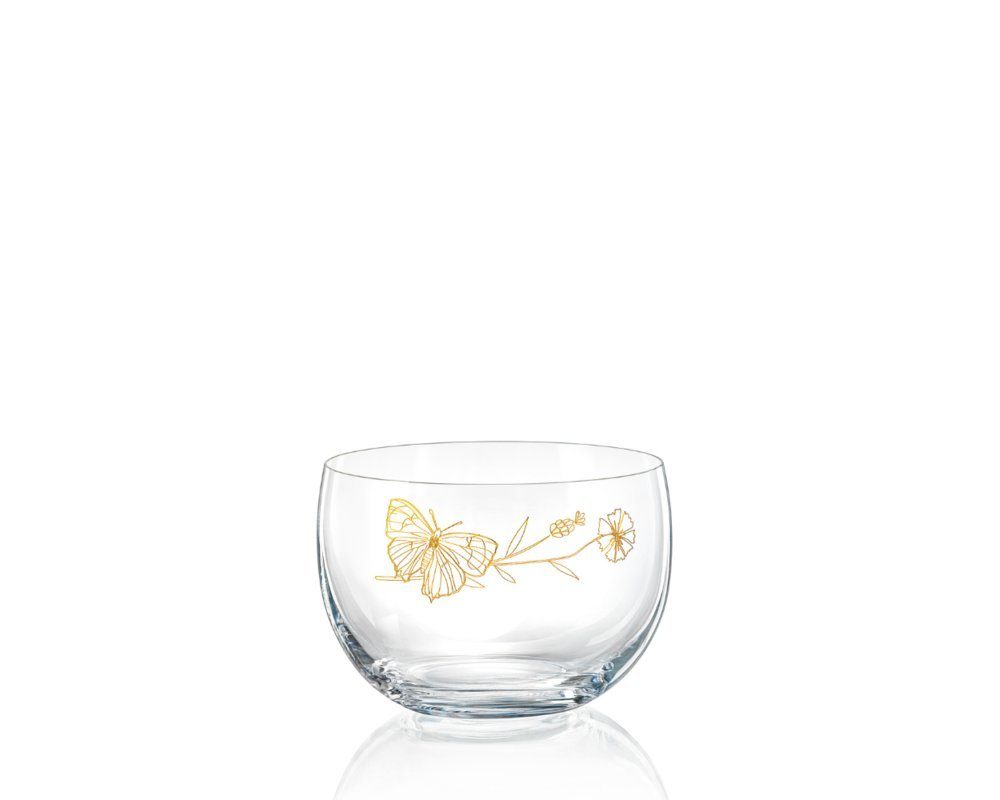 Crystalex Dekoschale Schale Bowl Wild Flowers Kristallglas Schale Schmetterling (Einzelteil, 1 St., 1 x Schale), Pantografie in Gold mit Schmetterling Bohemia 450 ml 1er