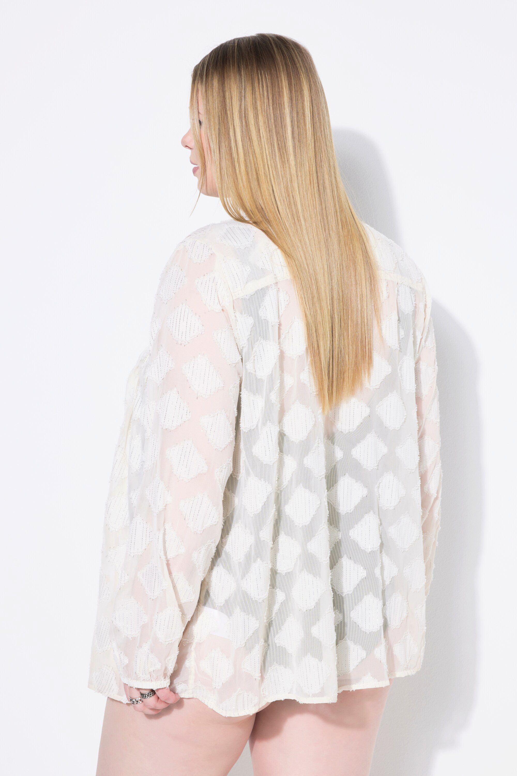 Studio Untold Hemdbluse Bluse Loose Shape Glittermuster Zierbiesen