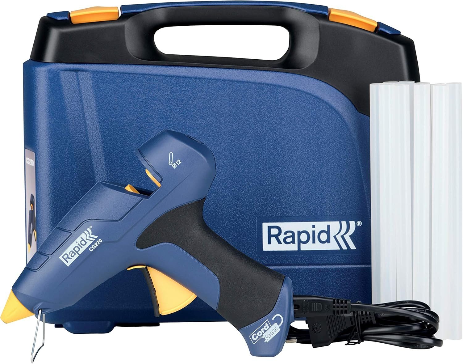 Rapid Heißklebepistole CG270 Set mit 10 Klebesticks 400 g/h Klebepistole, (1 St), 7 Minuten kabelloses Arbeiten, für 12 mm Klebesticks