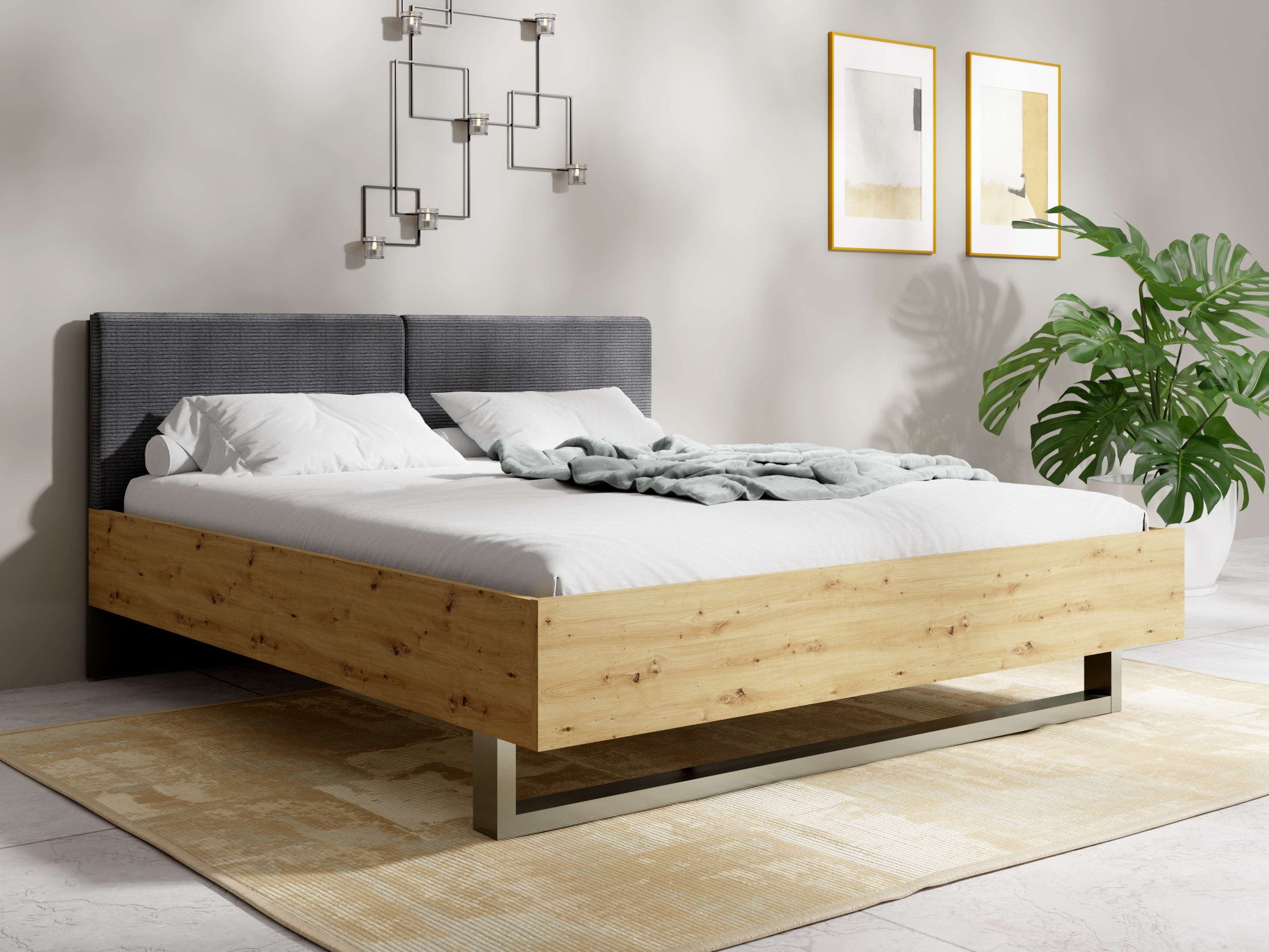 INOSIGN Polsterbett Bett Loreto, Maße: B/T/H 185,5/211/98 cm, Bett 180x200 cm mit gepolstertem Kopfteil