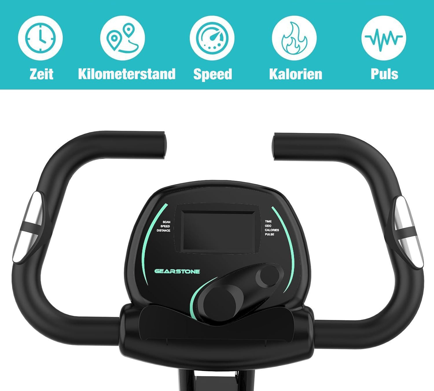 CITYSPORTS Speedbike GEARSTONE Heimtrainer, fitnessbike Klapprad, Indoor-Cycling, X-BIKE, Magnetoresistiv Klasse 8, mit LCD-Display, Pulsüberwachung