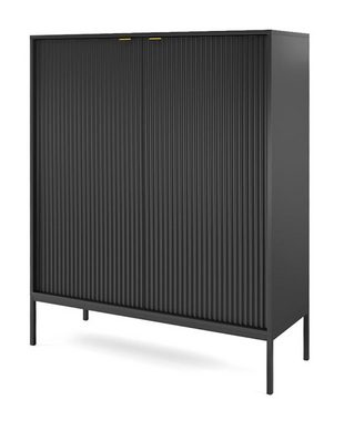 Feldmann-Wohnen Highboard Nova (1 St), 104cm schwarz 2-türig MDF