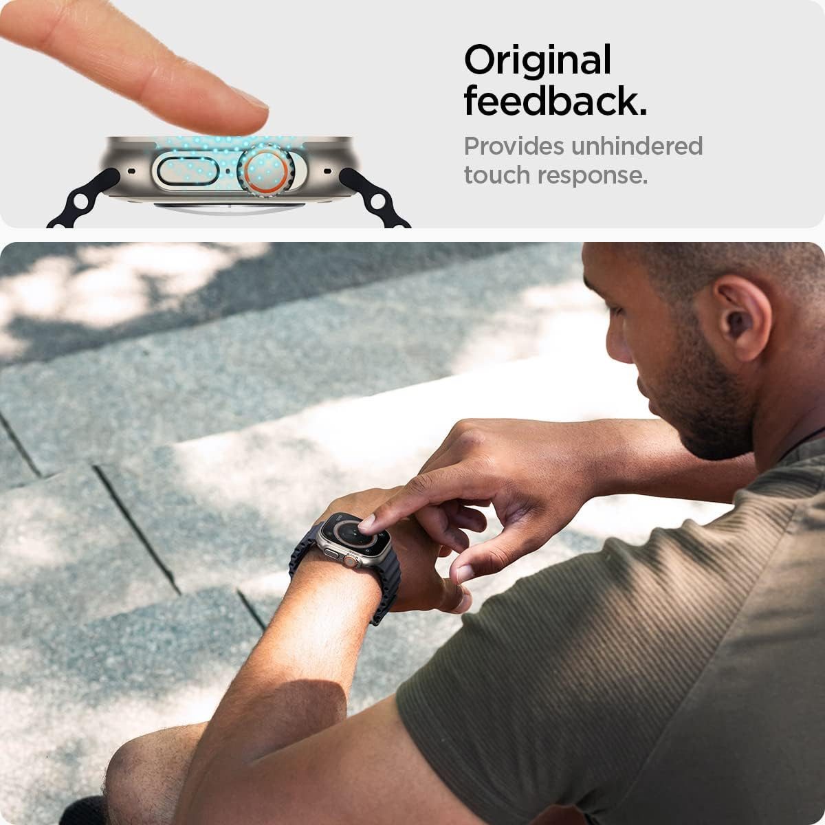 Spigen Displayschutzglas 2x Panzerglas für Apple Watch Ultra 4/3/2/1 Displayschutz Schutzglas für Apple Watch Ultra 4, 2x Displayschutz-Set, 2 Stück, 9H Hartgla – Bild 5 von 5