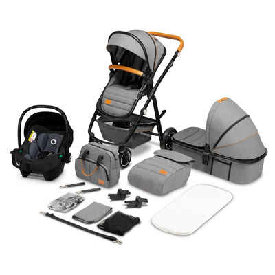 lionelo Kombi-Kinderwagen Amber 3in1, babyschale 0-13kg Tasche Moskitonetz Regenschutz 3in1