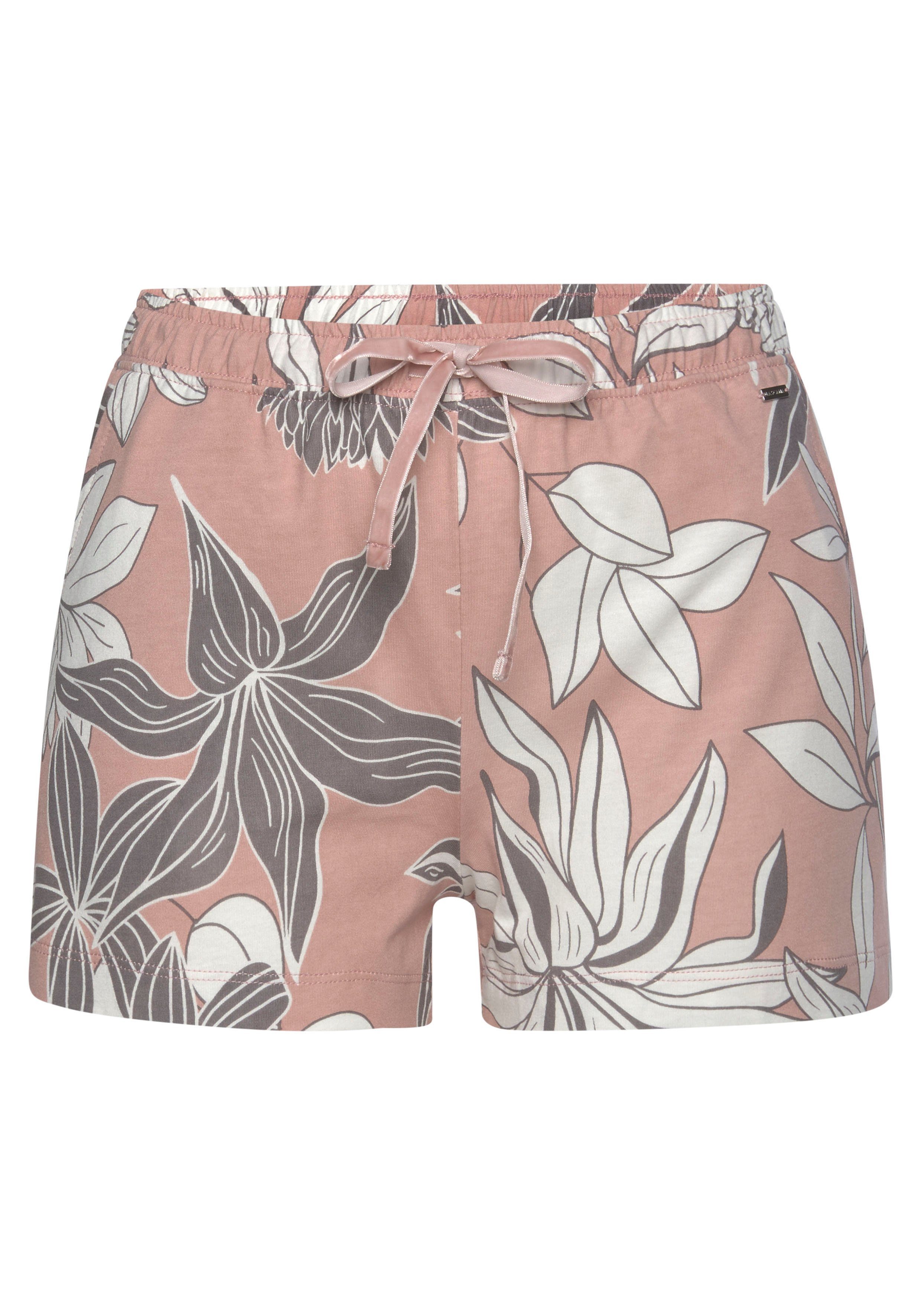 LASCANA Druck allover-altrosa-geblümt floralem Schlafshorts mit