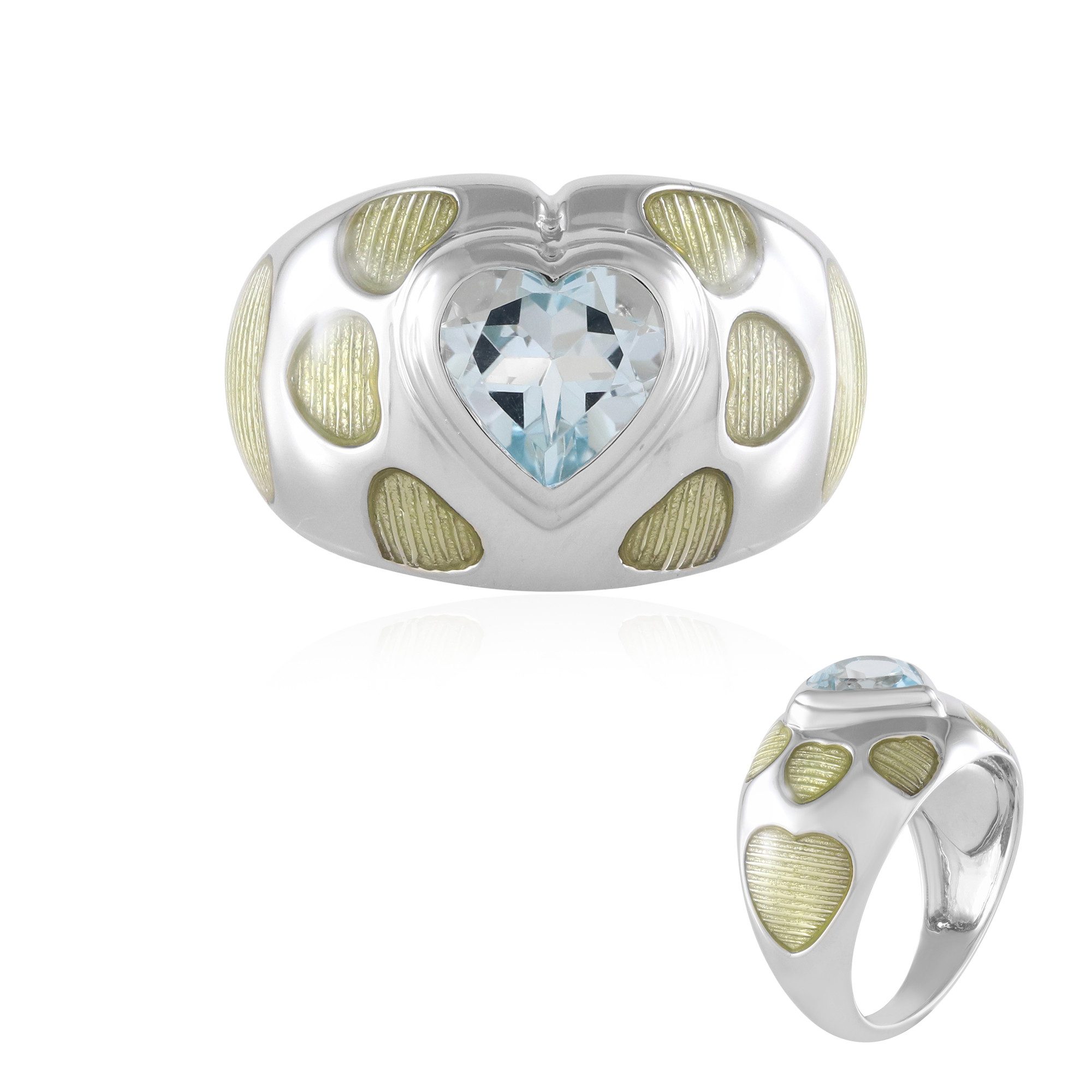 Cavill Silberring Cavill Ring 1,575 ct Himmelblauer Topas Herzschliff Silber Damen (1-tlg)