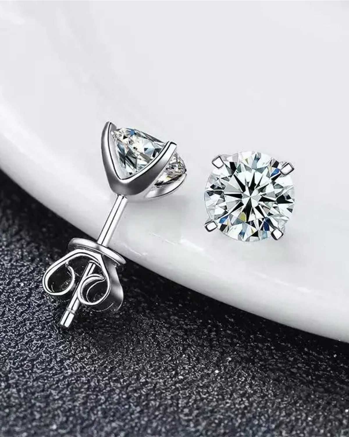 Staufergold Paar Ohrstecker Moissanit Ohrstecker „Solitaire“ 1ct günstig online kaufen
