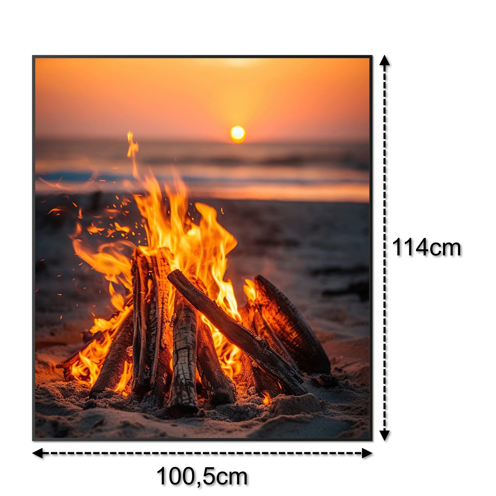 STEINFELD Heizsysteme Infrarotheizung Bild 1200W, 114x100cm, Made in Germany, 7 Jahre Garantie, mit Thermostat, Schwarz