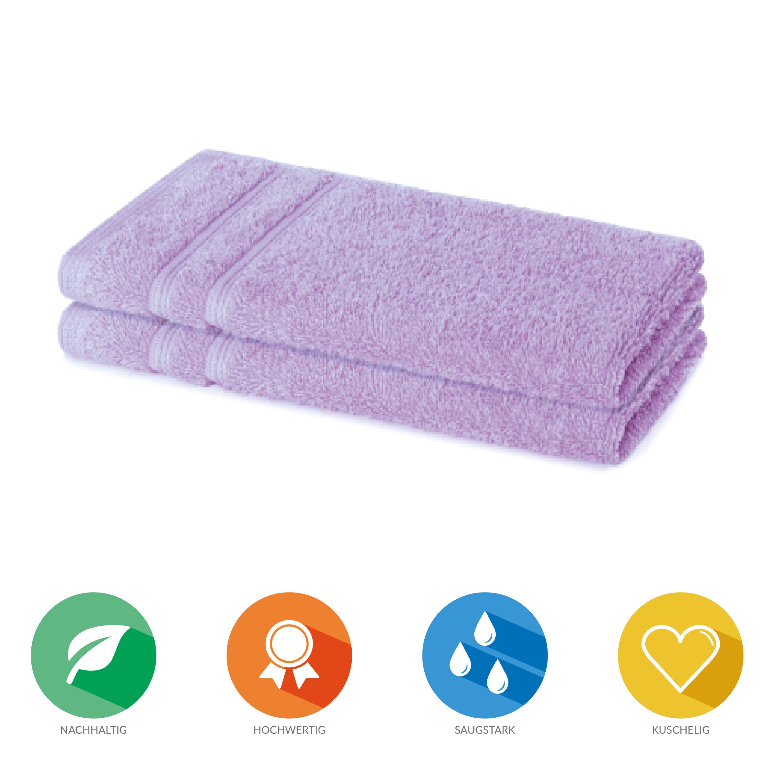 Lavea Gästehandtuch Bali Gästetücher 30x50 cm, Gästetuch, Gästehandtücher klein, Weiches Bio-Baumwollfrottee (Set, 2-St), Handtuch, Gästehandtuch-Set, GOTS-zertifiziert, 500g/m²