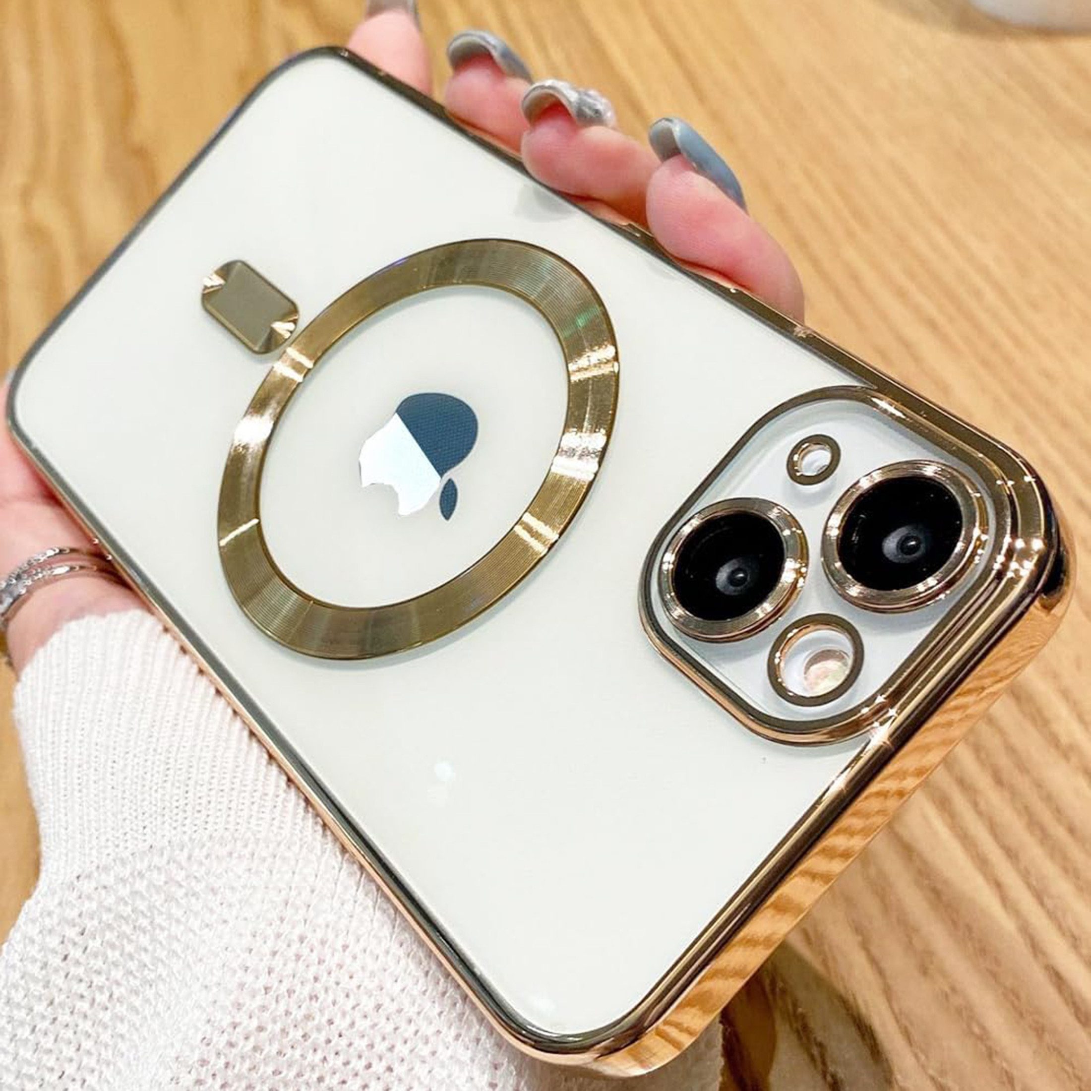 Wörleonline Handyhülle für Apple iPhone 13 mit integriertem Kameraschutz, TPU Schutzhülle, MagSafe kompatible Hülle