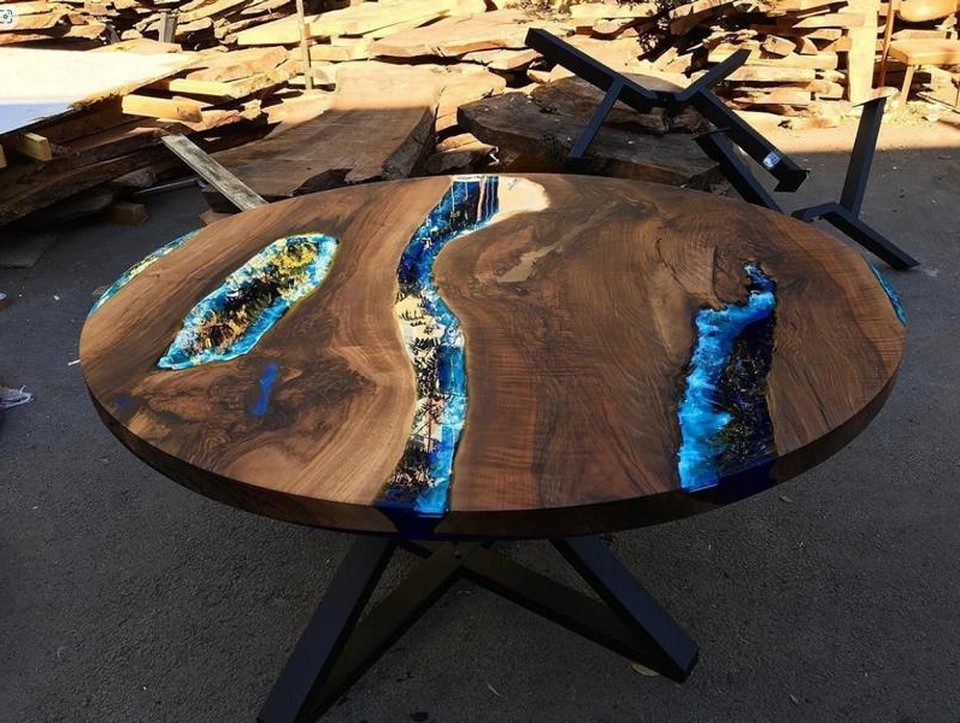 Xlmoebel Couchtisch Exklusiver Runder Designer Kaffeetisch aus Harz für Wohnzimmer, Made in Europa