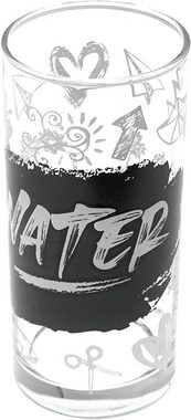 Lashuma Gläser-Set Schwarz-Weiß, Glas, 6x Trinkgläser für Wasser 290 ml, 1x Karaffe Glas 1000 ml