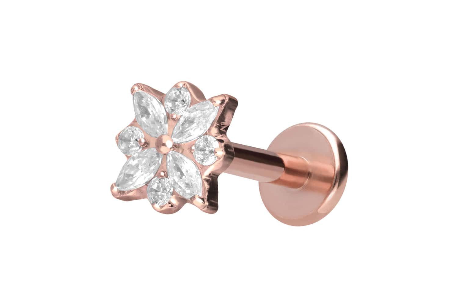 Piercing-Set Titan Labret mit Innengewinde KRISTALLBLUME