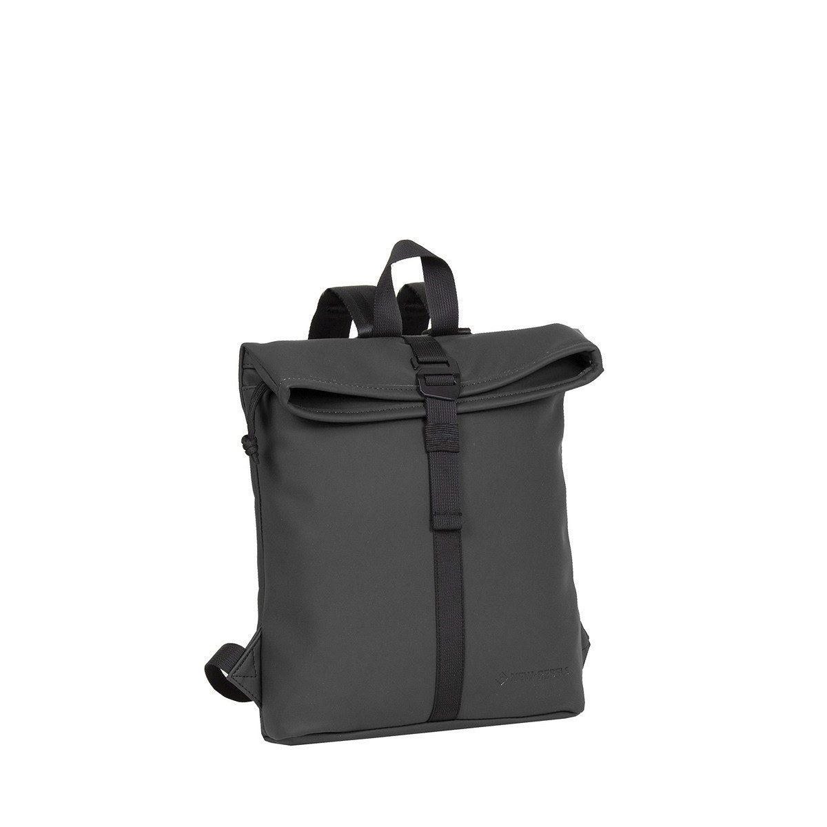 NEW REBELS Cityrucksack kleiner Roll Up RollTop Kurier Rucksack Mart Los Angeles, wasserabweisendes Planenmaterial, schwarz