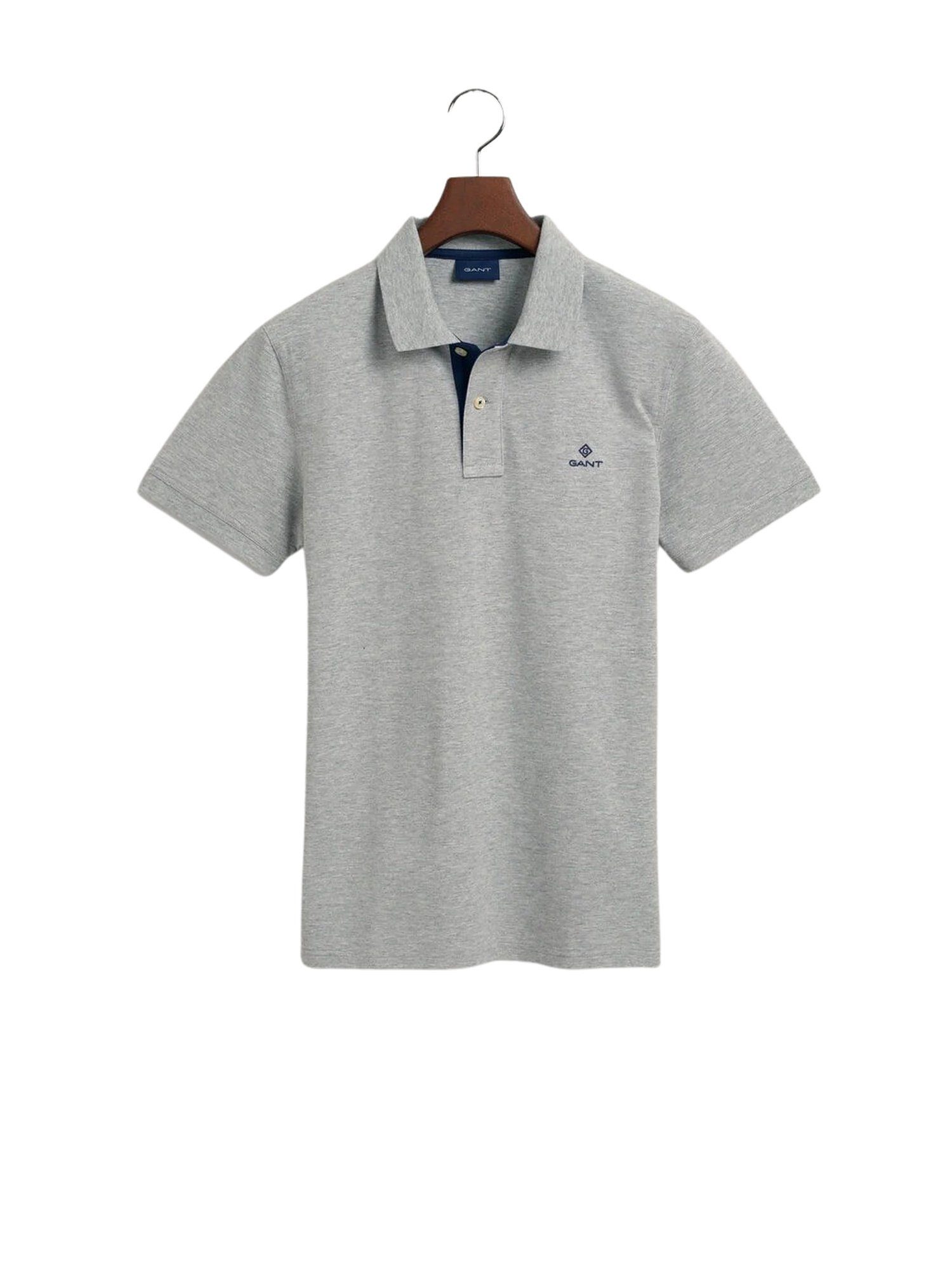 (1-tlg) Kurzarmshirt Poloshirt Pique Polo mit grau Gant Poloshirt